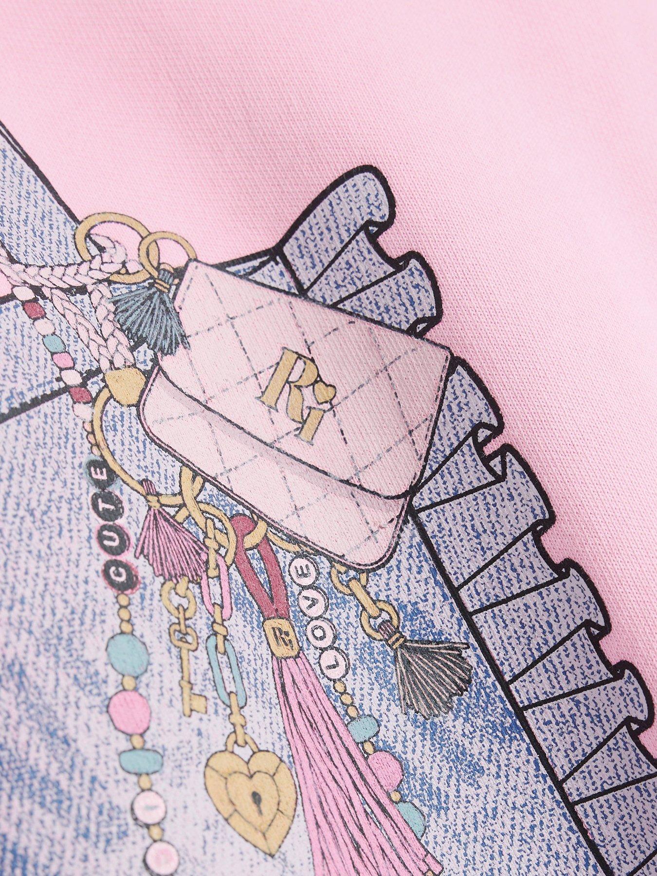 Image 3 of 4 of River Island Mini Mini Girls Hooded Bag Sweatshirt Dress - Pink