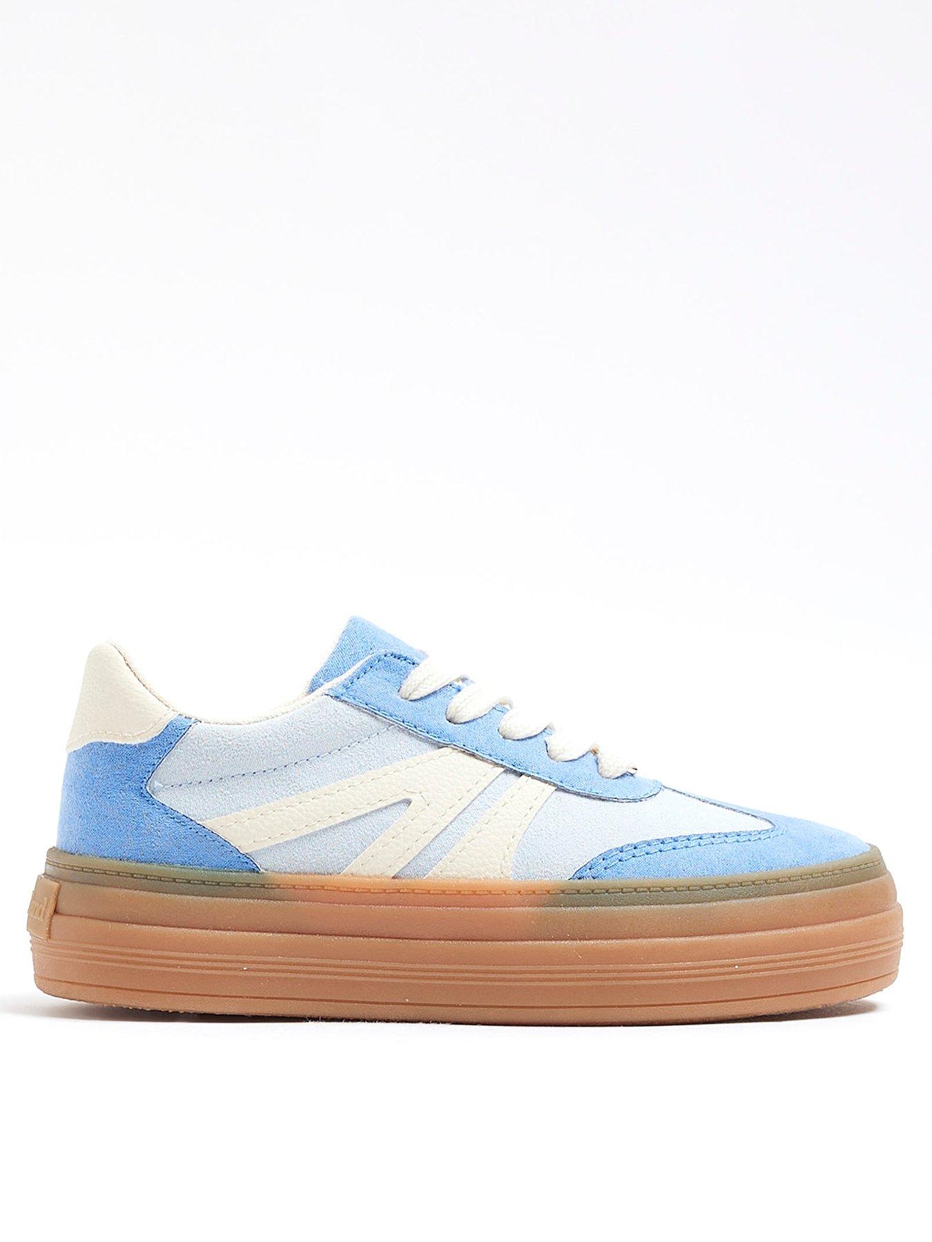 undefined Girls Suedette Lace Trainers - Baby Blue