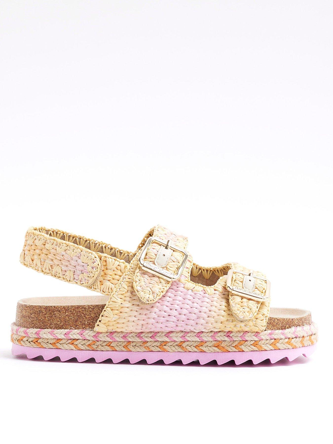 undefined Older Girls Ombre Raffia Sandals - Light Pink