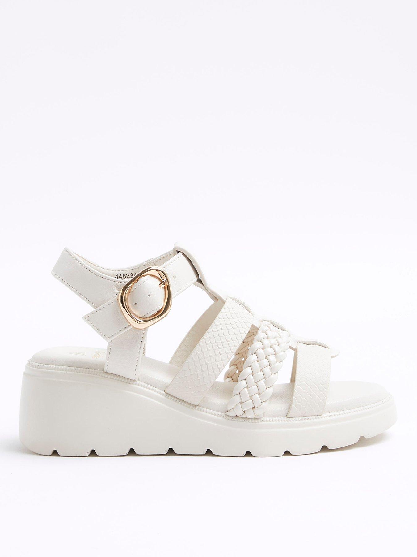 undefined Girls Plait Detail Wedge Sandals - Cream