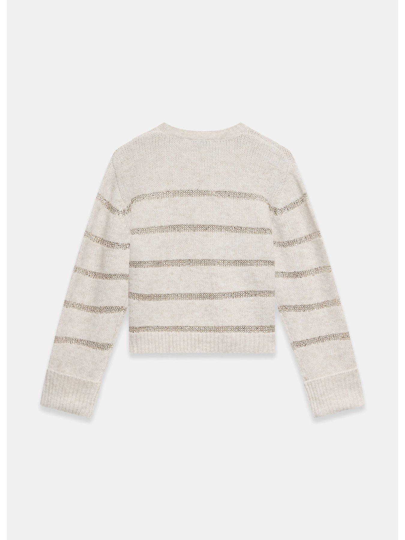 Mint Velvet Neutral Sequin Stripe Jumper Very