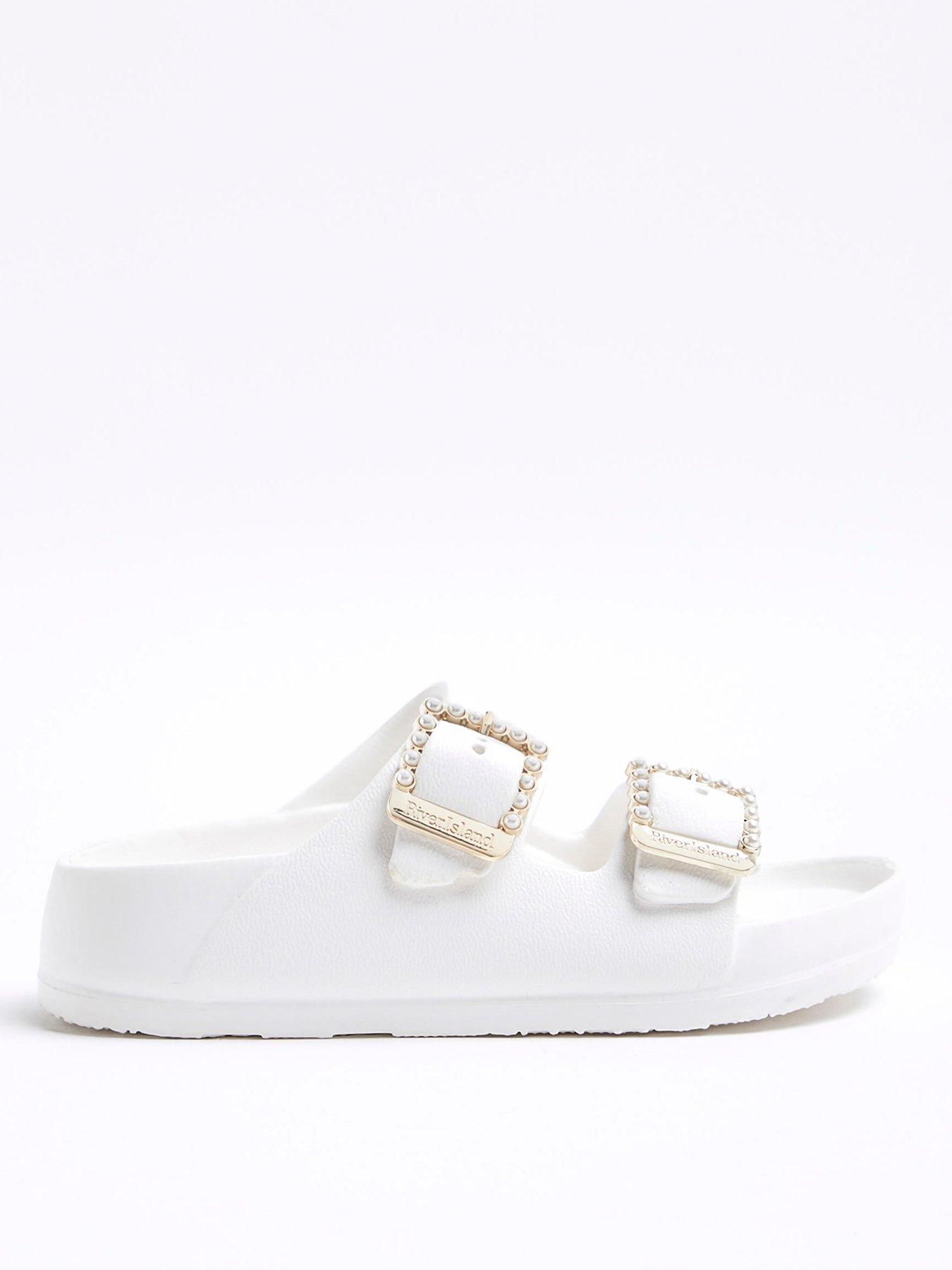 River Island Girls Pearl Moulded Sandals - White