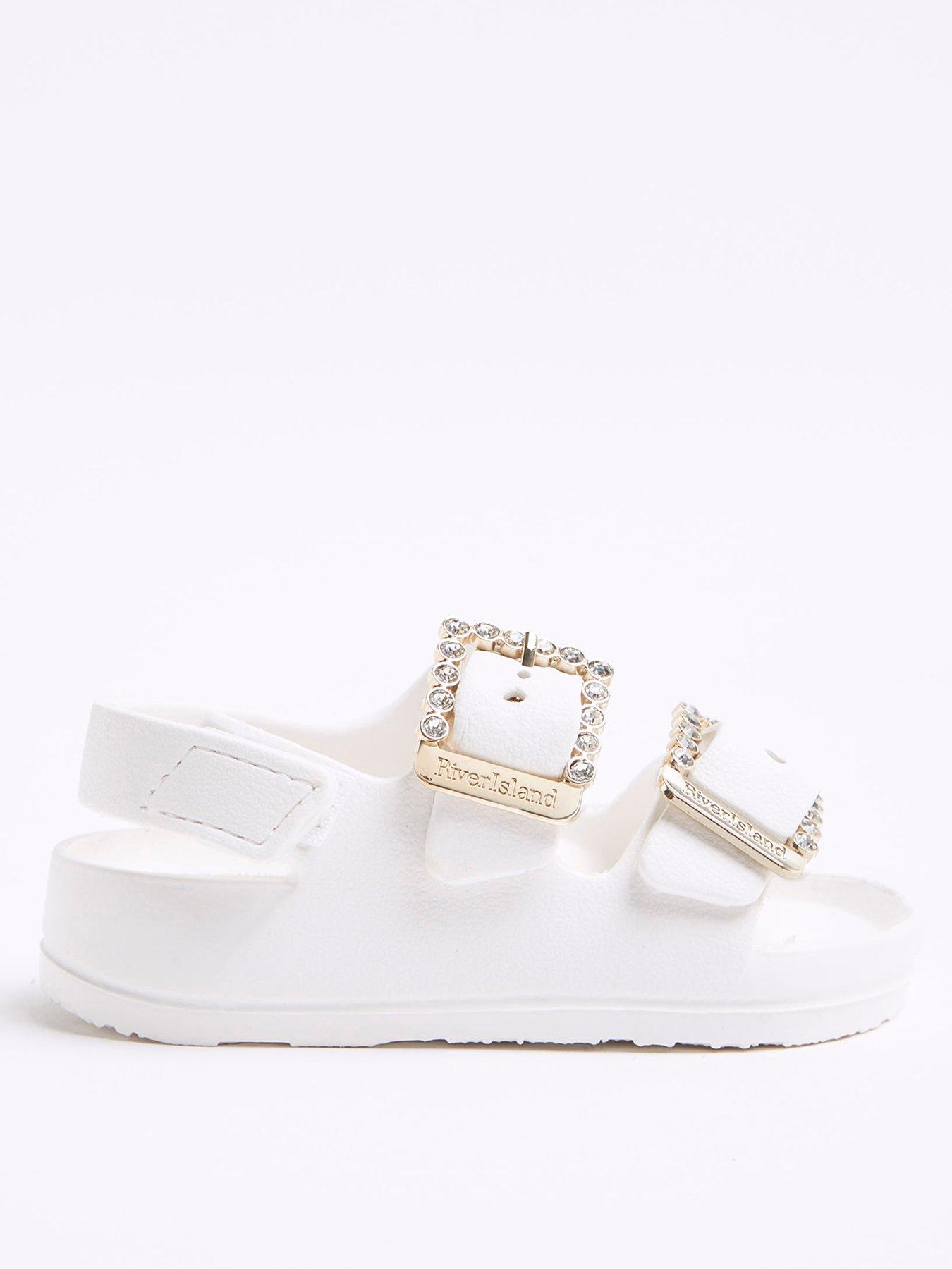 undefined Girls Double Buckle Sandals - White