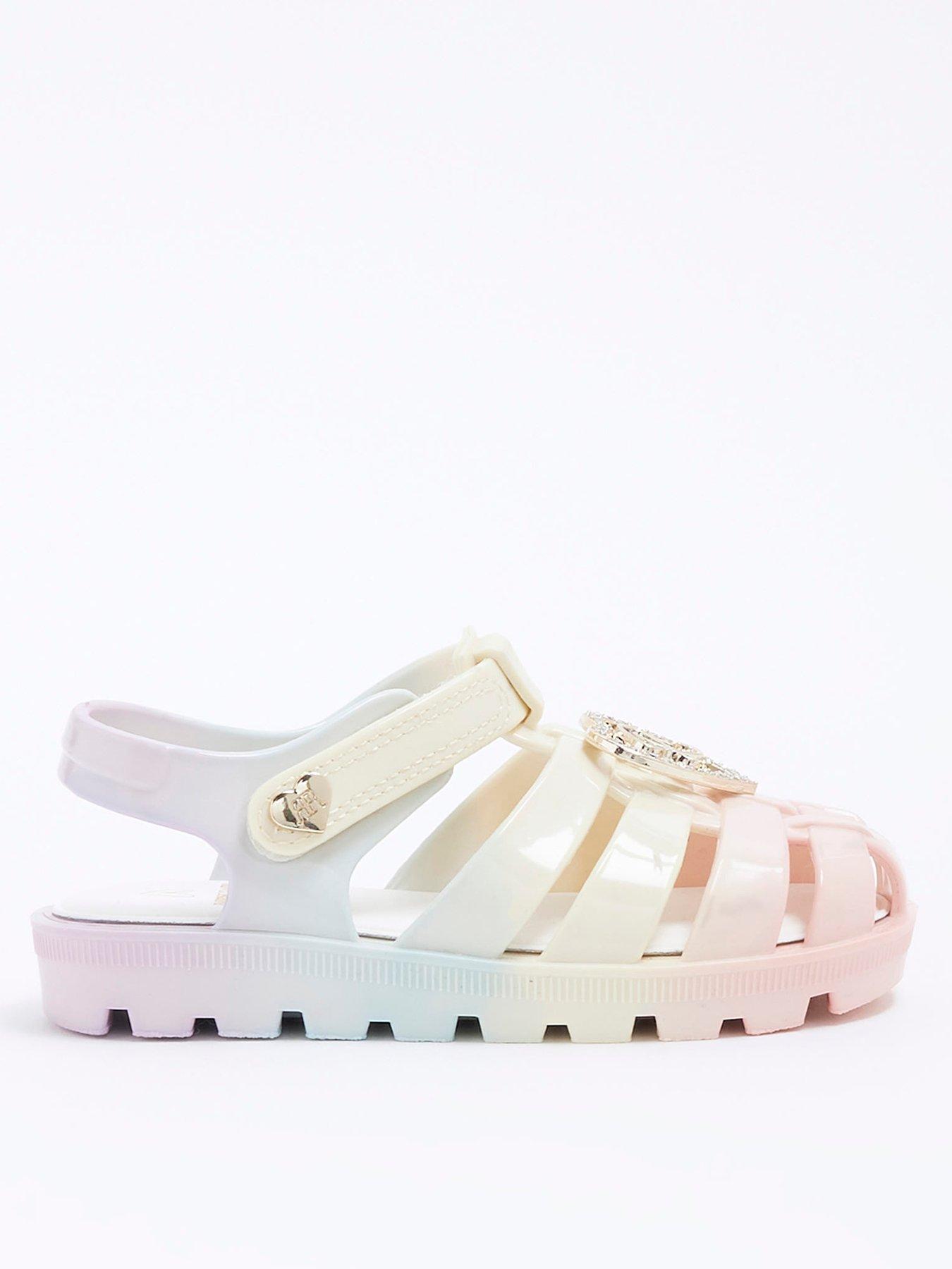 undefined Mini Girls Rainbow Floral Jelly Sandals - Rainbow