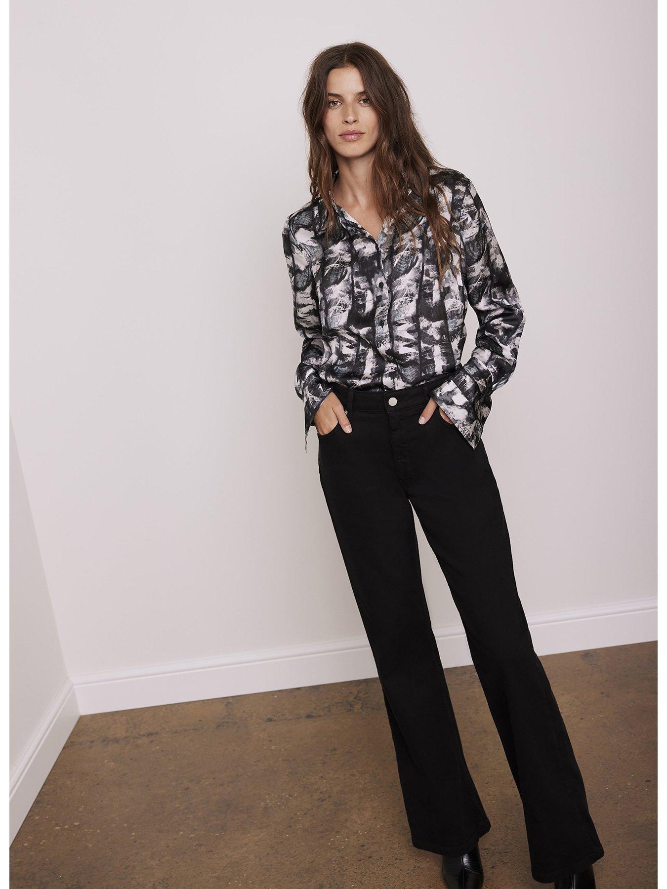 Image 3 of 6 of Mint Velvet Abstract Print Satin Shirt - Blue
