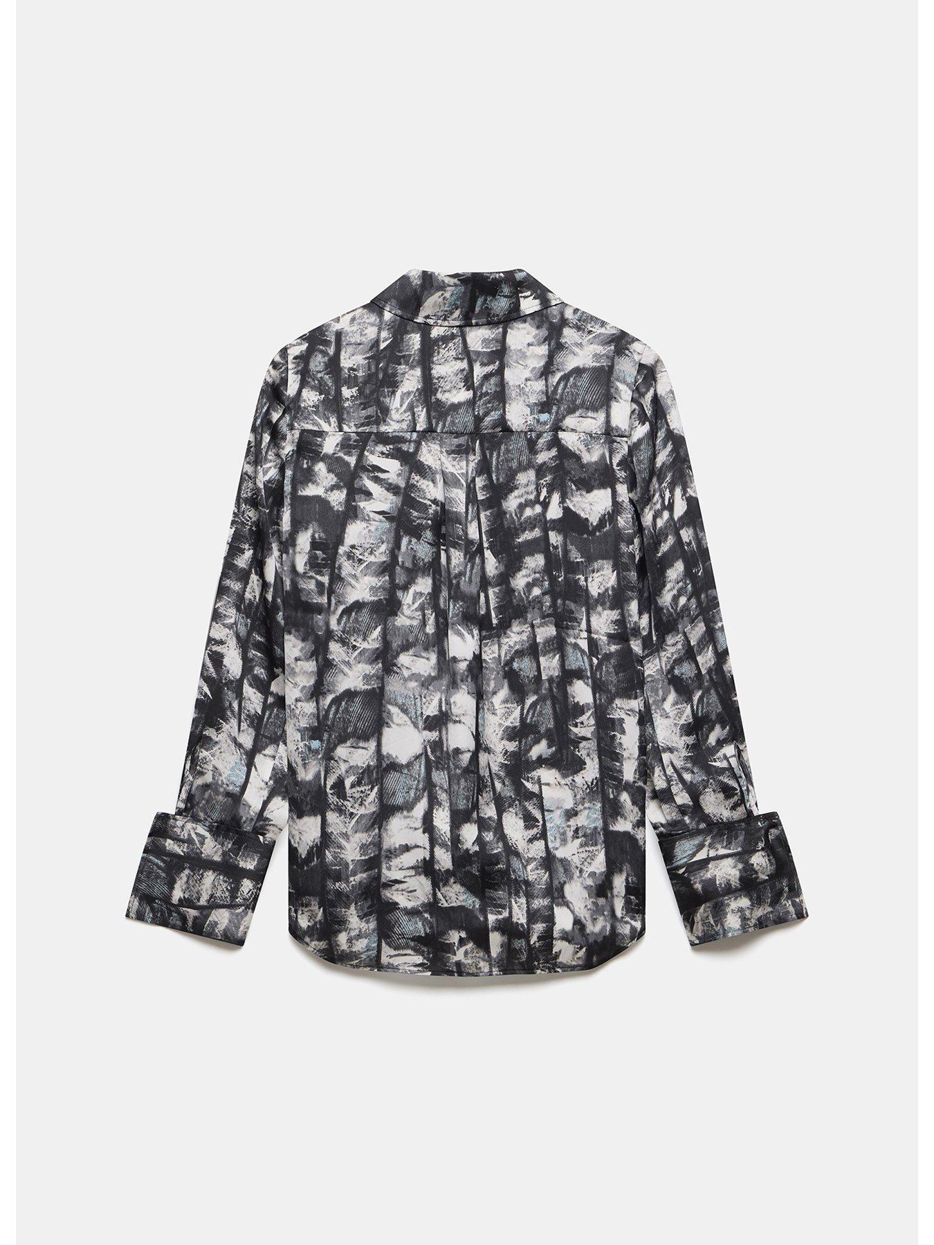 Image 6 of 6 of Mint Velvet Abstract Print Satin Shirt - Blue
