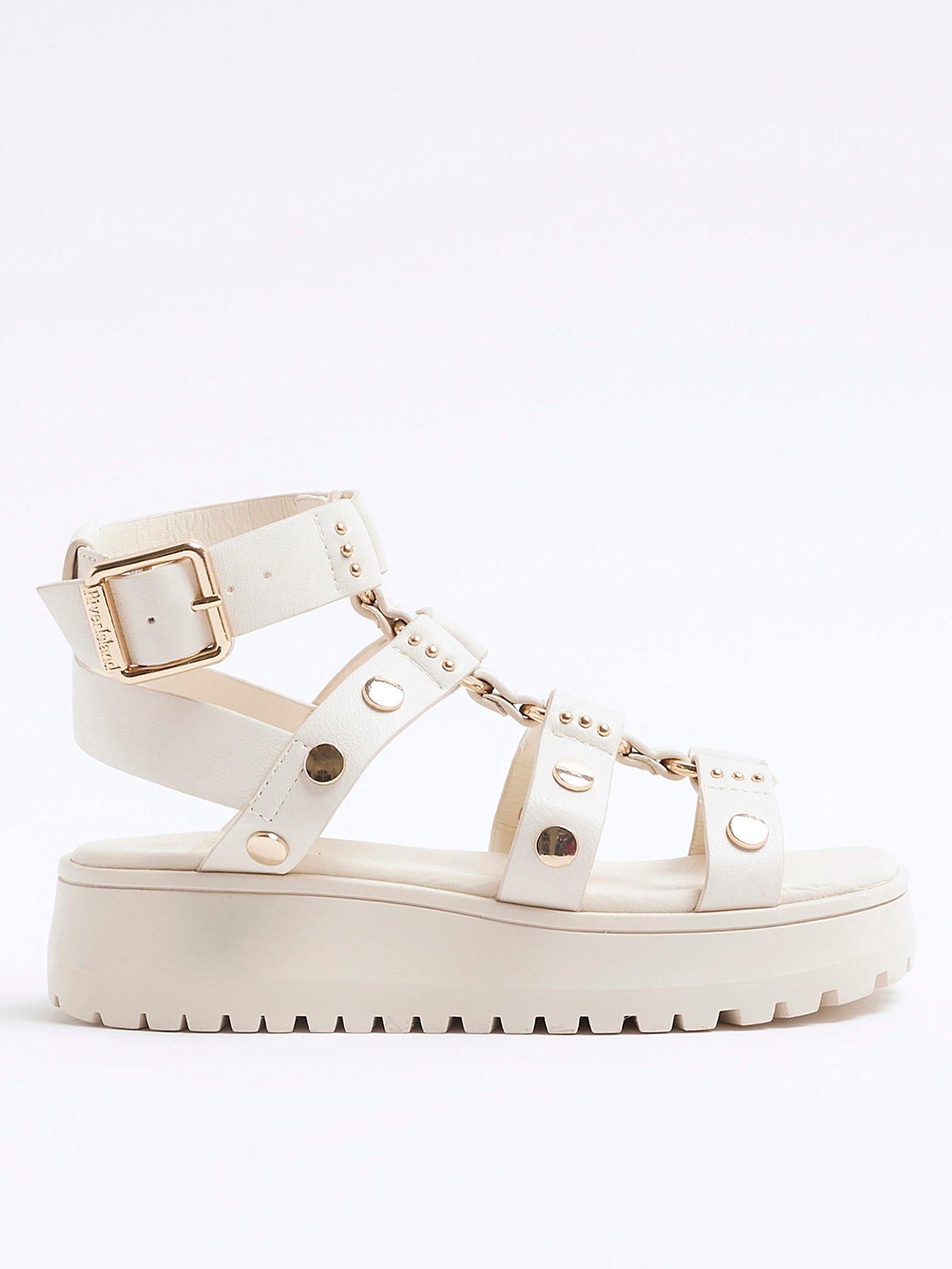 undefined Girls Studded Gladiator Sandals - Cream