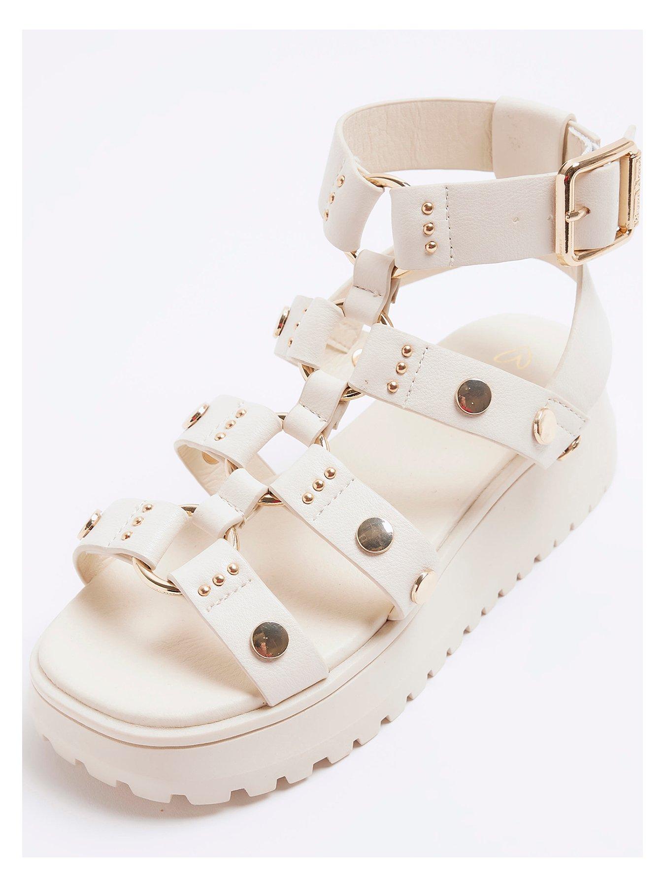 River Island Girls Studded Gladiator Sandals Cream Very