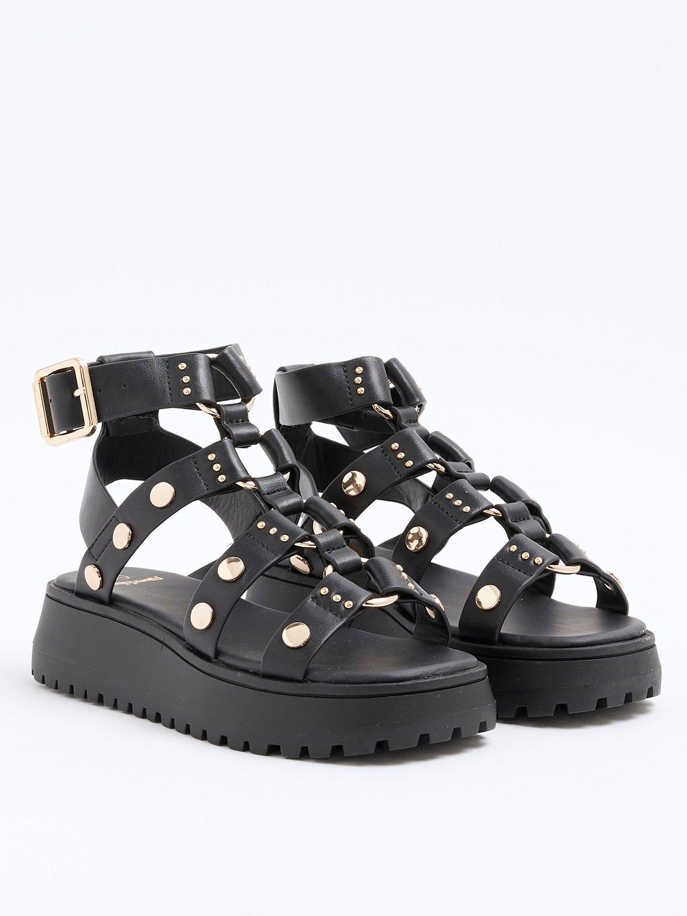 Image 2 of 5 of River Island Girls Stud Gladiator Sandals - Black