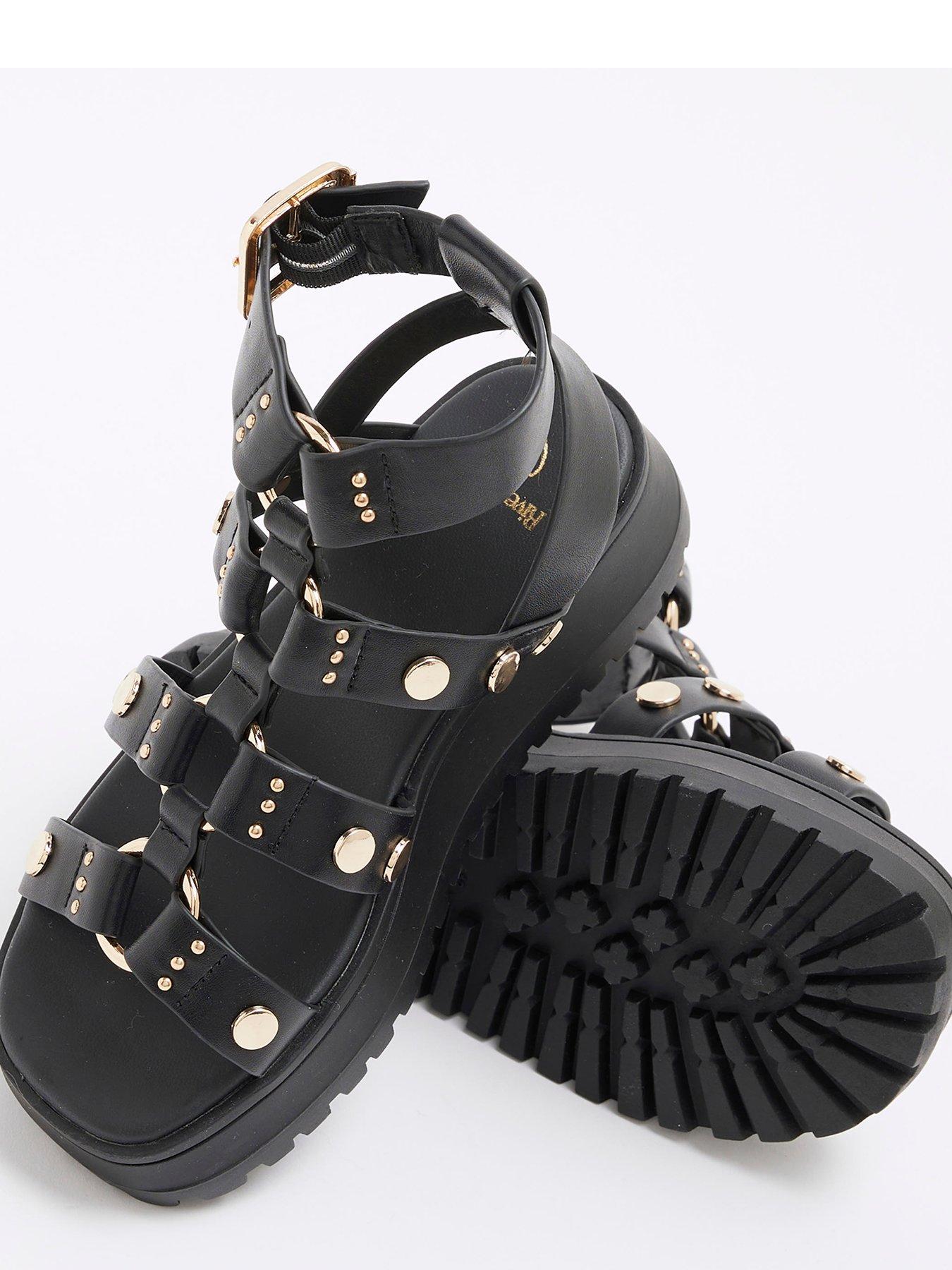 Image 4 of 5 of River Island Girls Stud Gladiator Sandals - Black