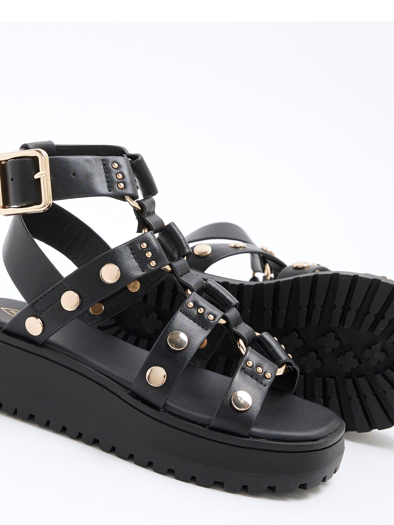 Image 5 of 5 of River Island Girls Stud Gladiator Sandals - Black