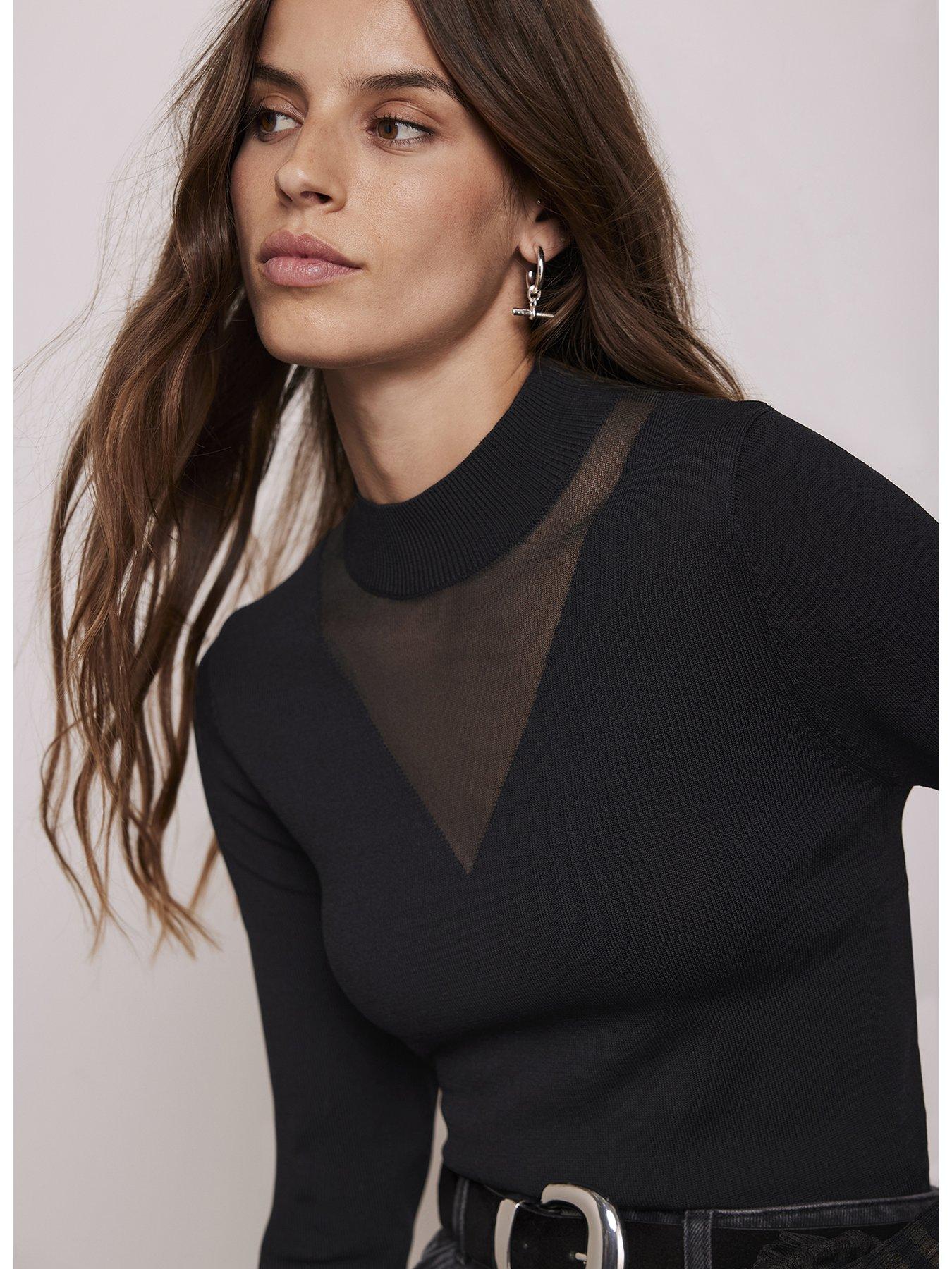 Mint Velvet Flute Sleeve Knit Top - Black | Very