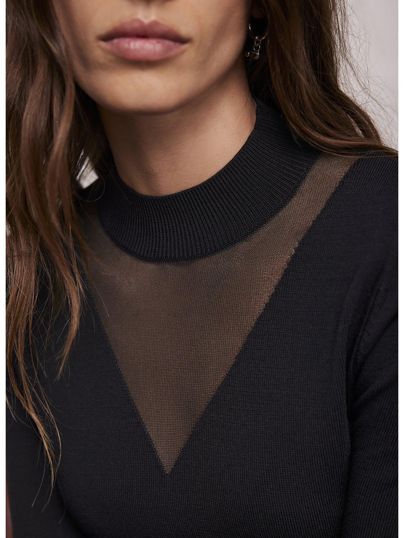 Mint Velvet Flute Sleeve Knit Top - Black | Very