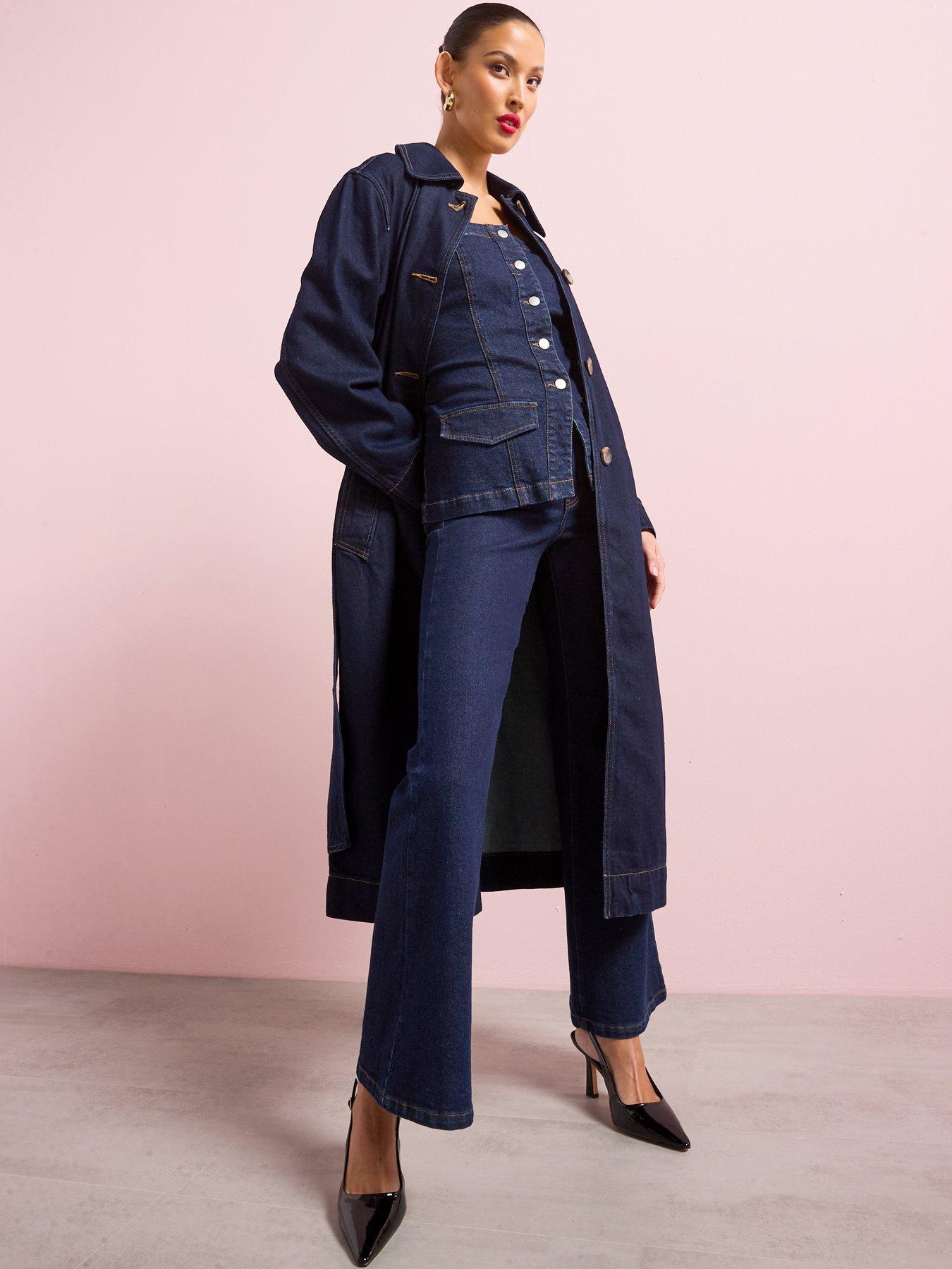undefined Co-Ord Wide Leg Flare Jeans - Dark Wash