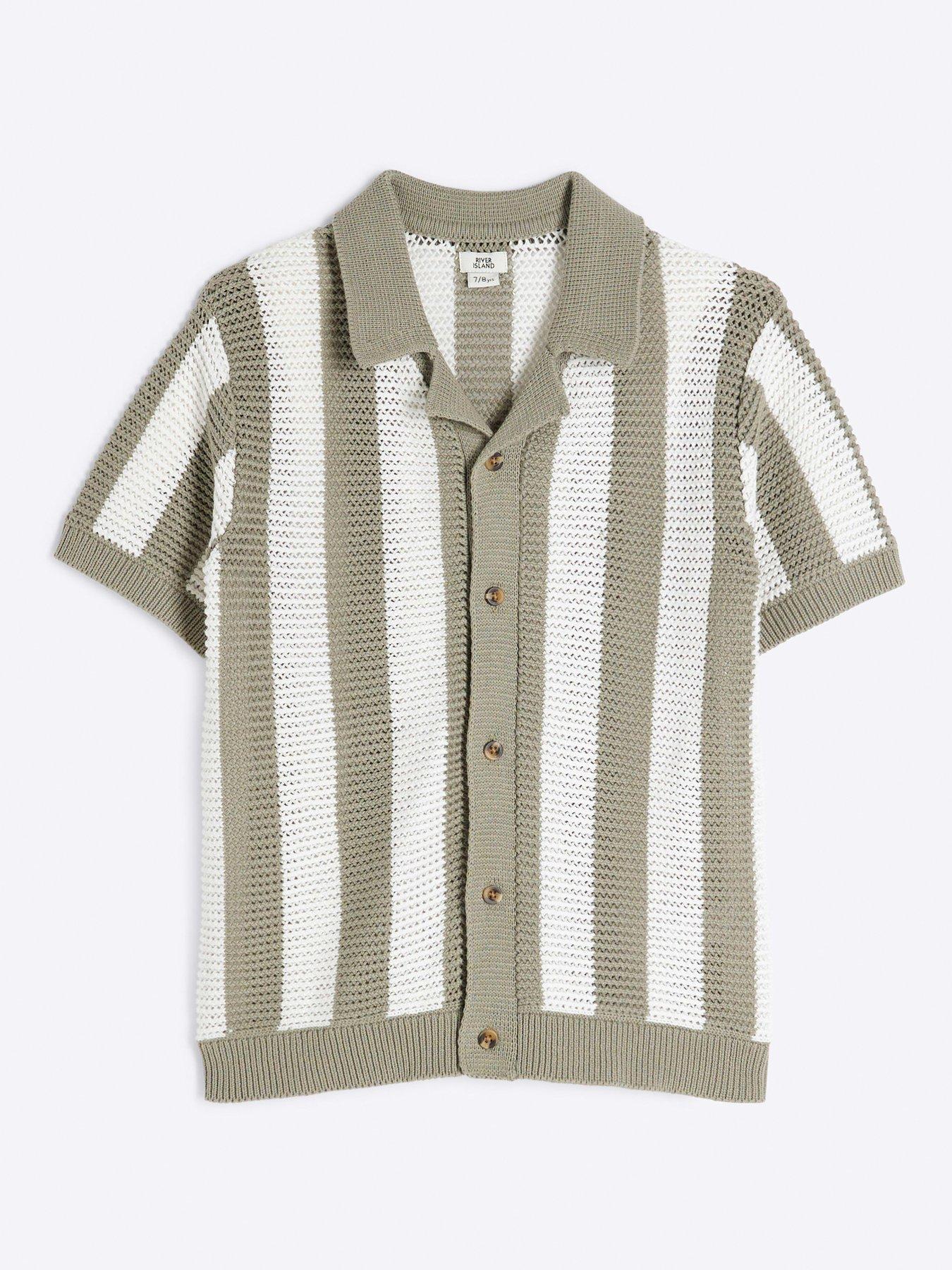 River Island Boys Stripe Summer Shirt Khaki/cream Very