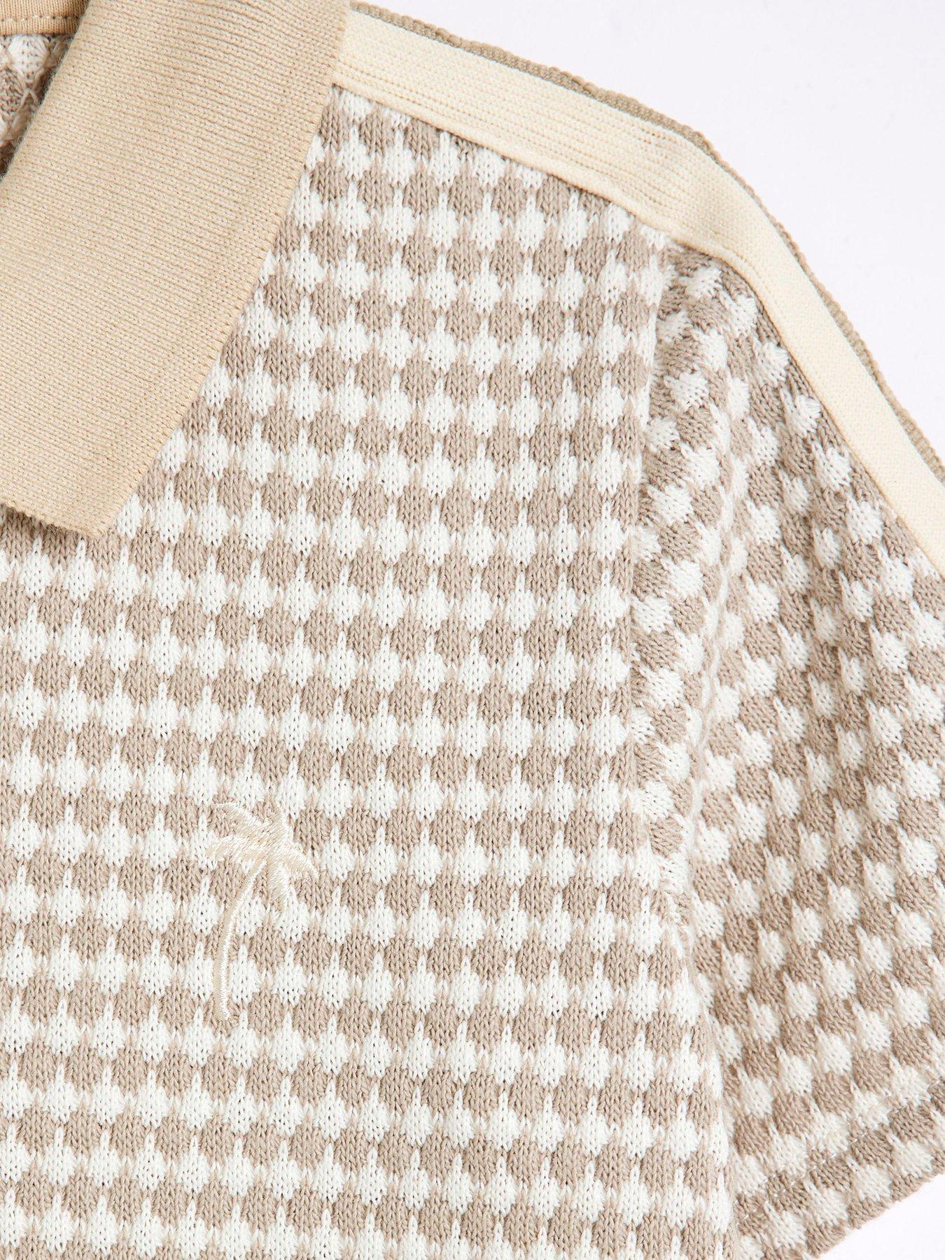 Image 5 of 6 of River Island Boys Taped Polo Shirt Set - Stone - Beige