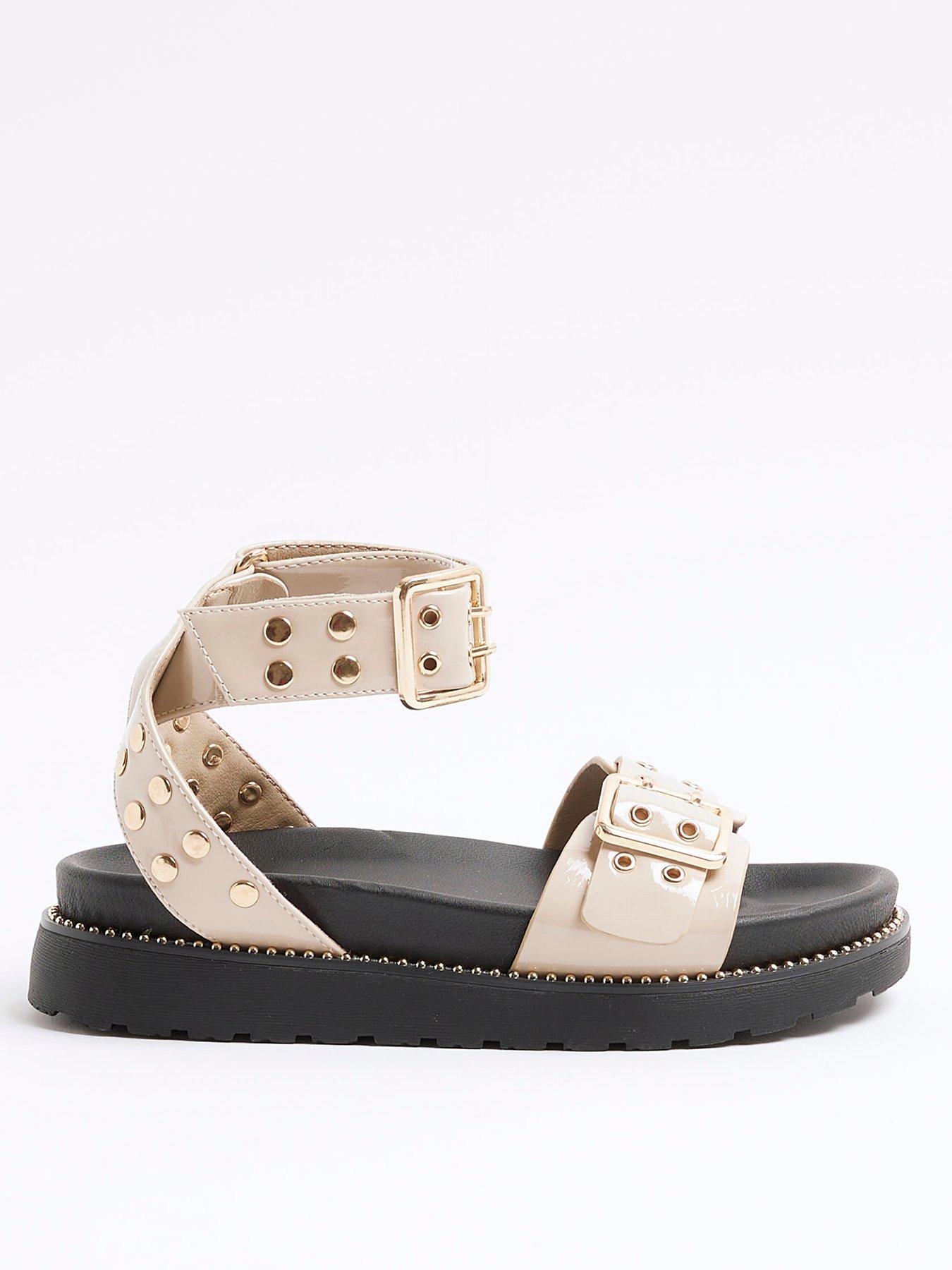 undefined Girls Studded Chunky Strapped Sandals - Beige