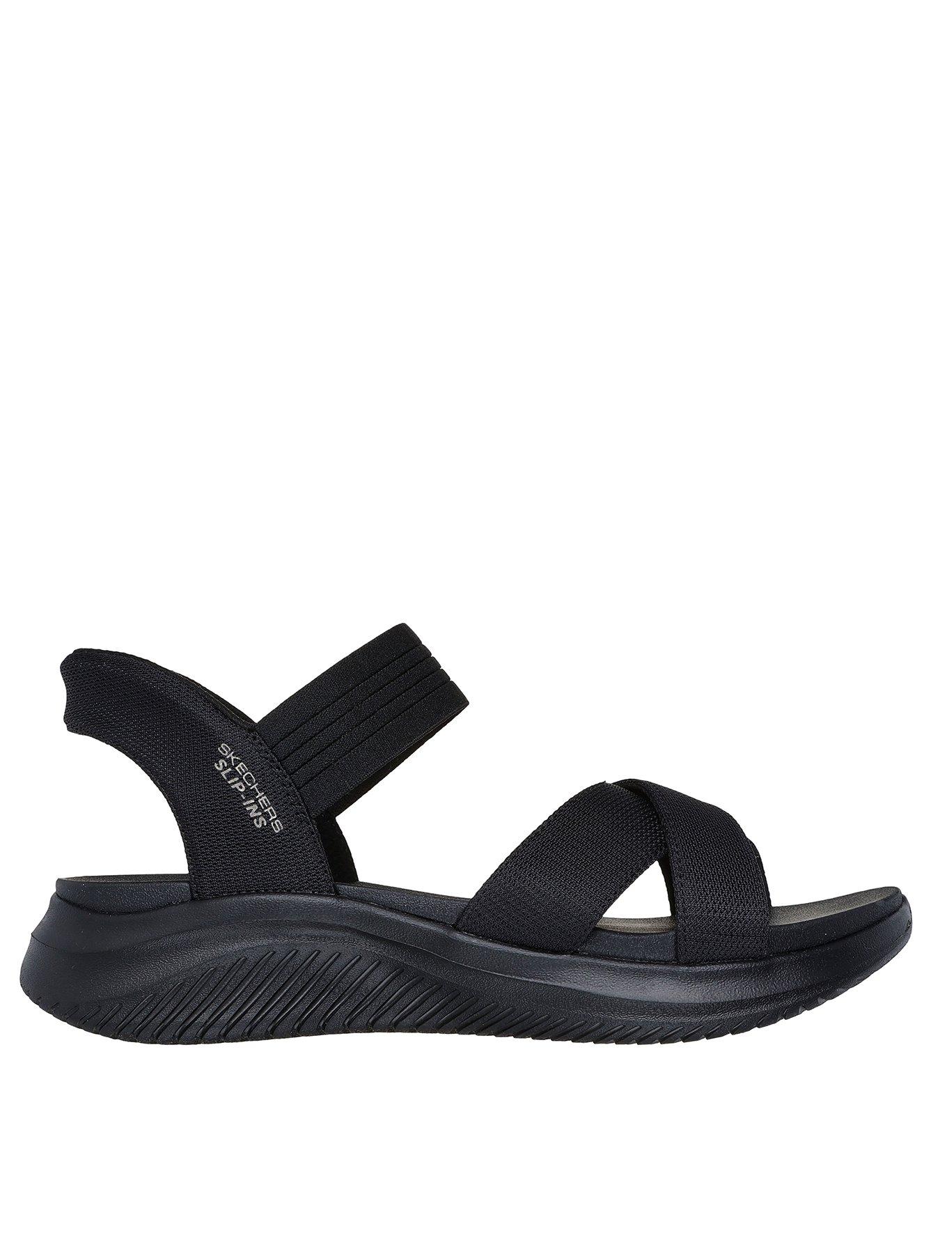 Skechers: Ultra Flex 30 Slip In Crossband Slingback Sandal - Black