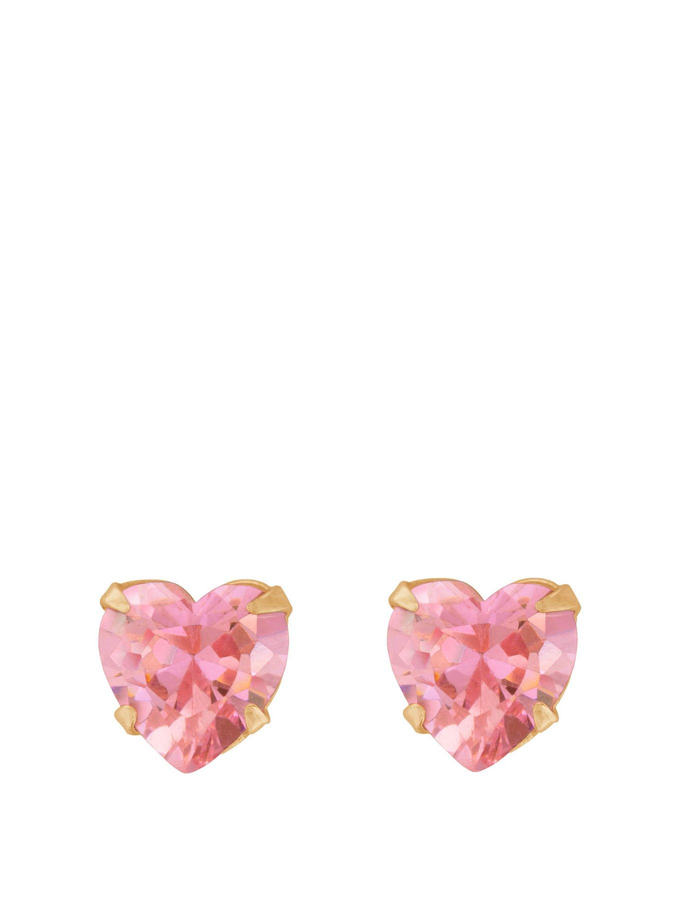 Product photograph of Love Gold Pink Heart Cz Stud Earrings from very.co.uk