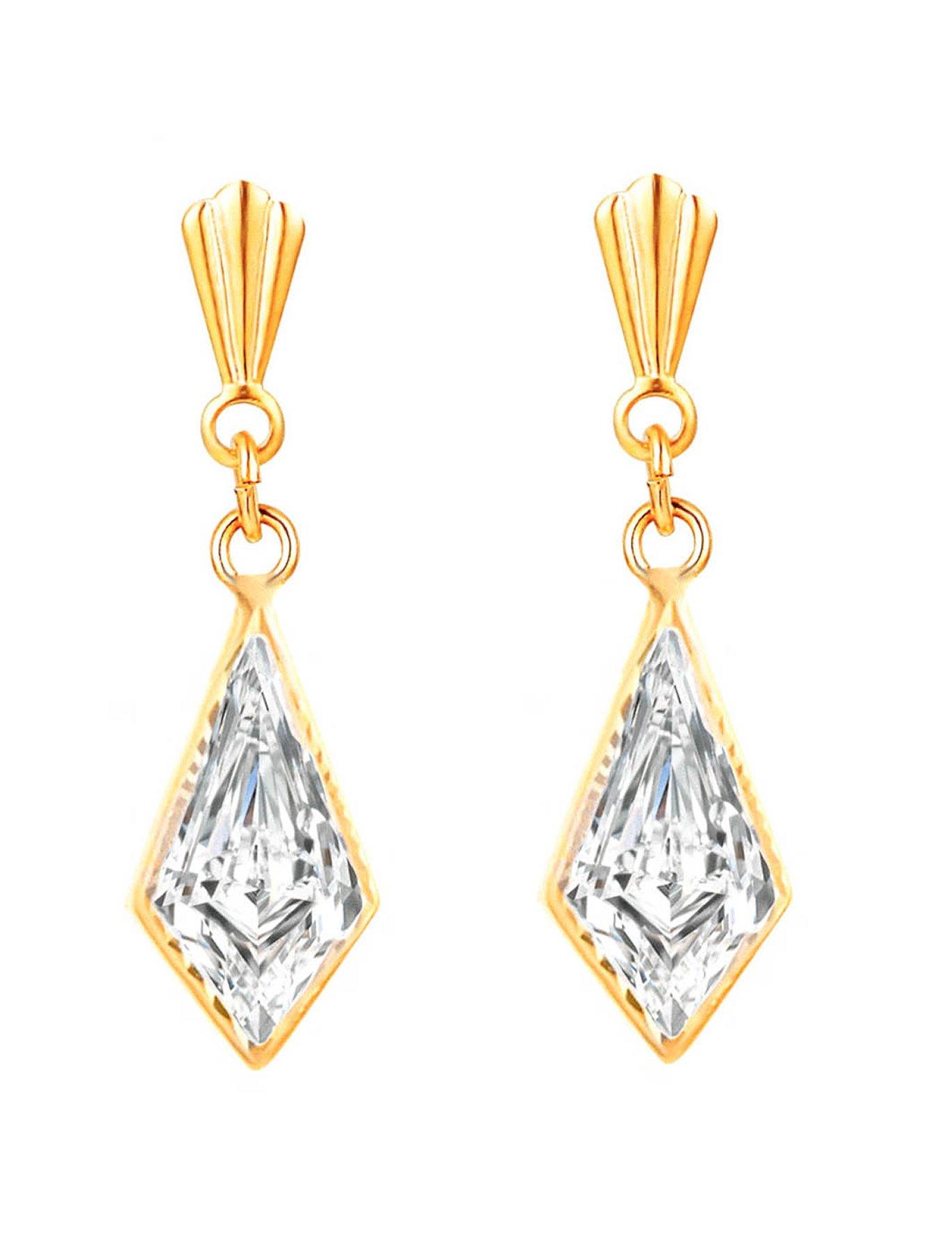 The Love Collection Gold Kite Crystal CZ Drop Earrings