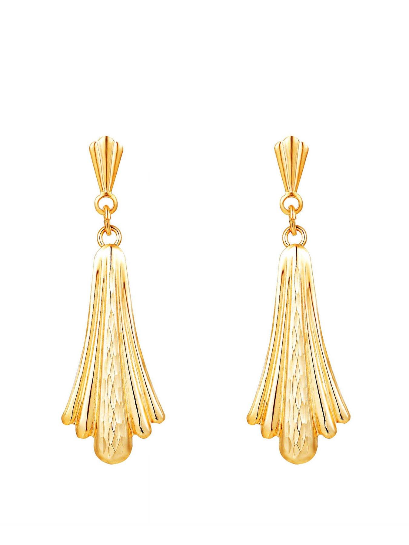 Product photograph of The Love Collection Small Fan Shaped Drop Stud Earrings from very.co.uk