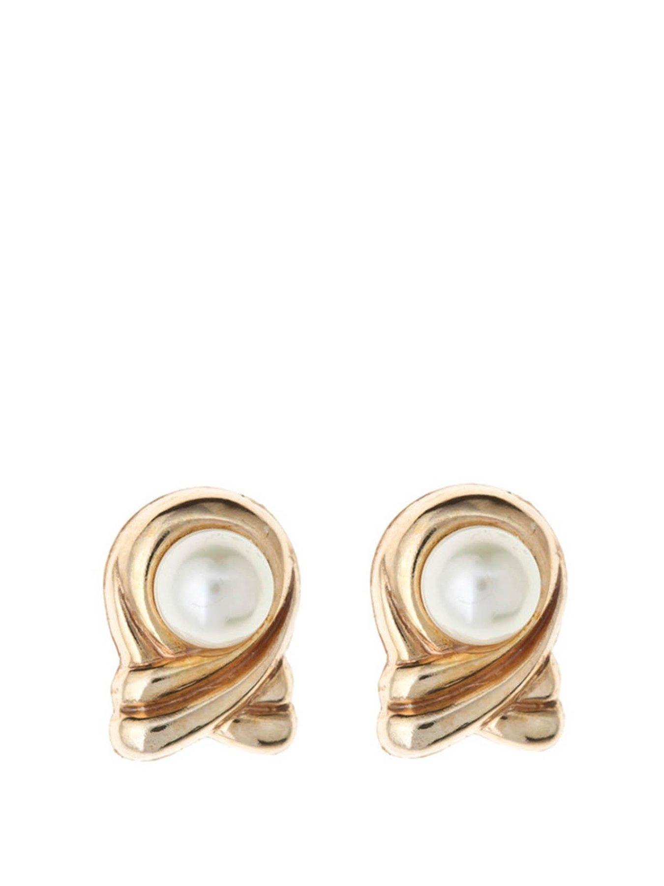 Product photograph of Love Gold Rosette Pearl Stud Earrings from very.co.uk