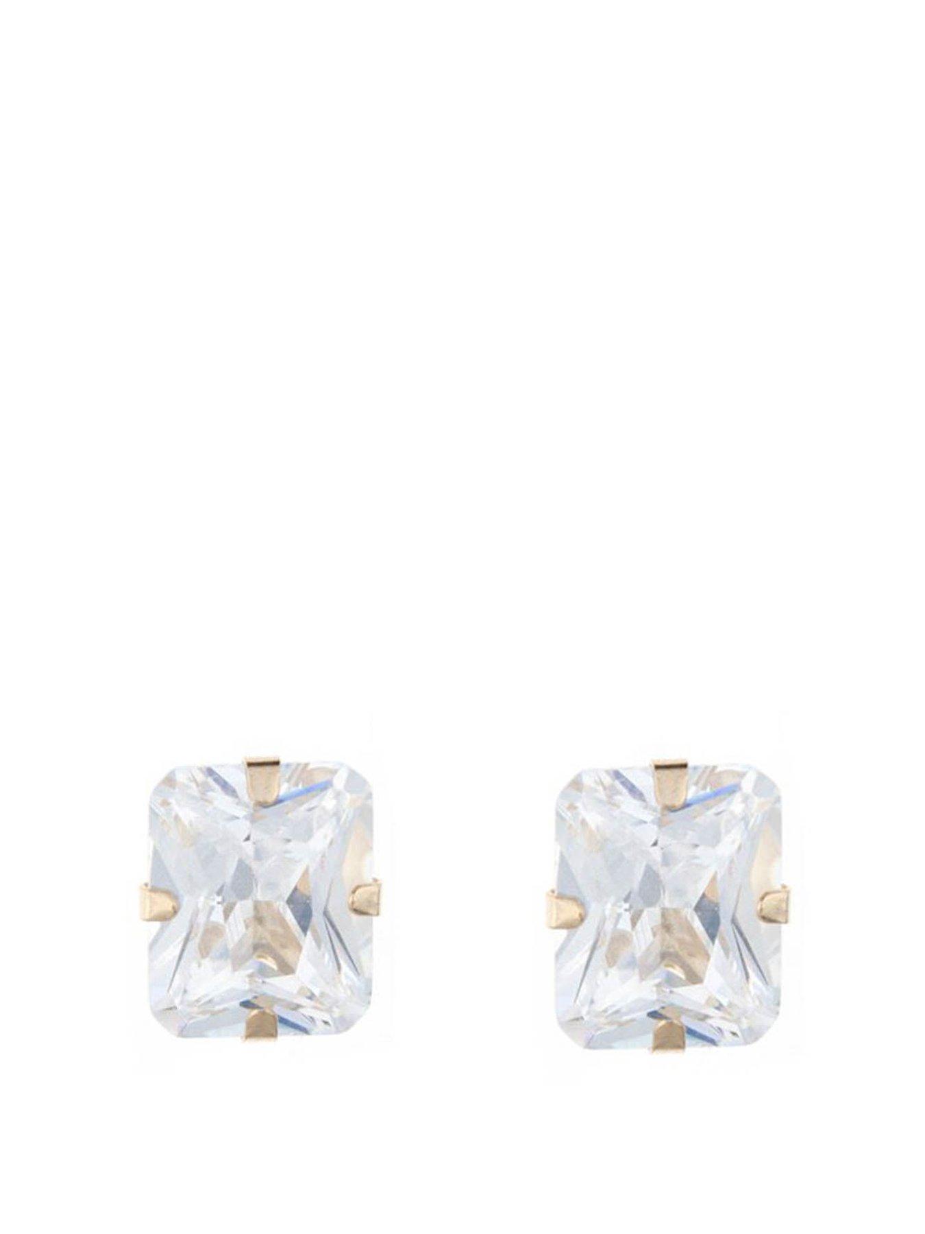 Product photograph of The Love Collection Radiant Cut Cz Stud Earrings from very.co.uk