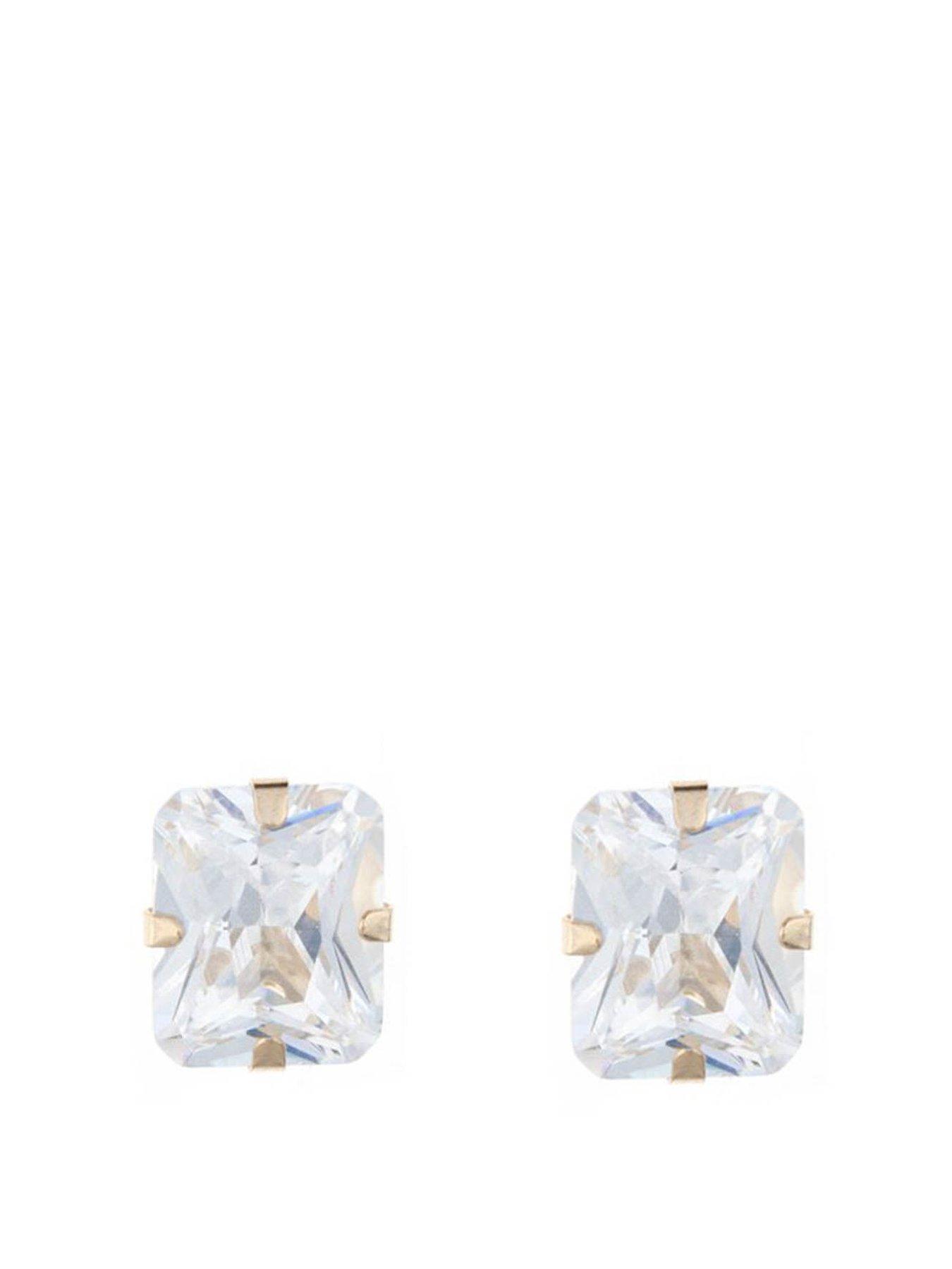 Product photograph of Love Gold Radiant Cut Cz Stud Earrings from very.co.uk