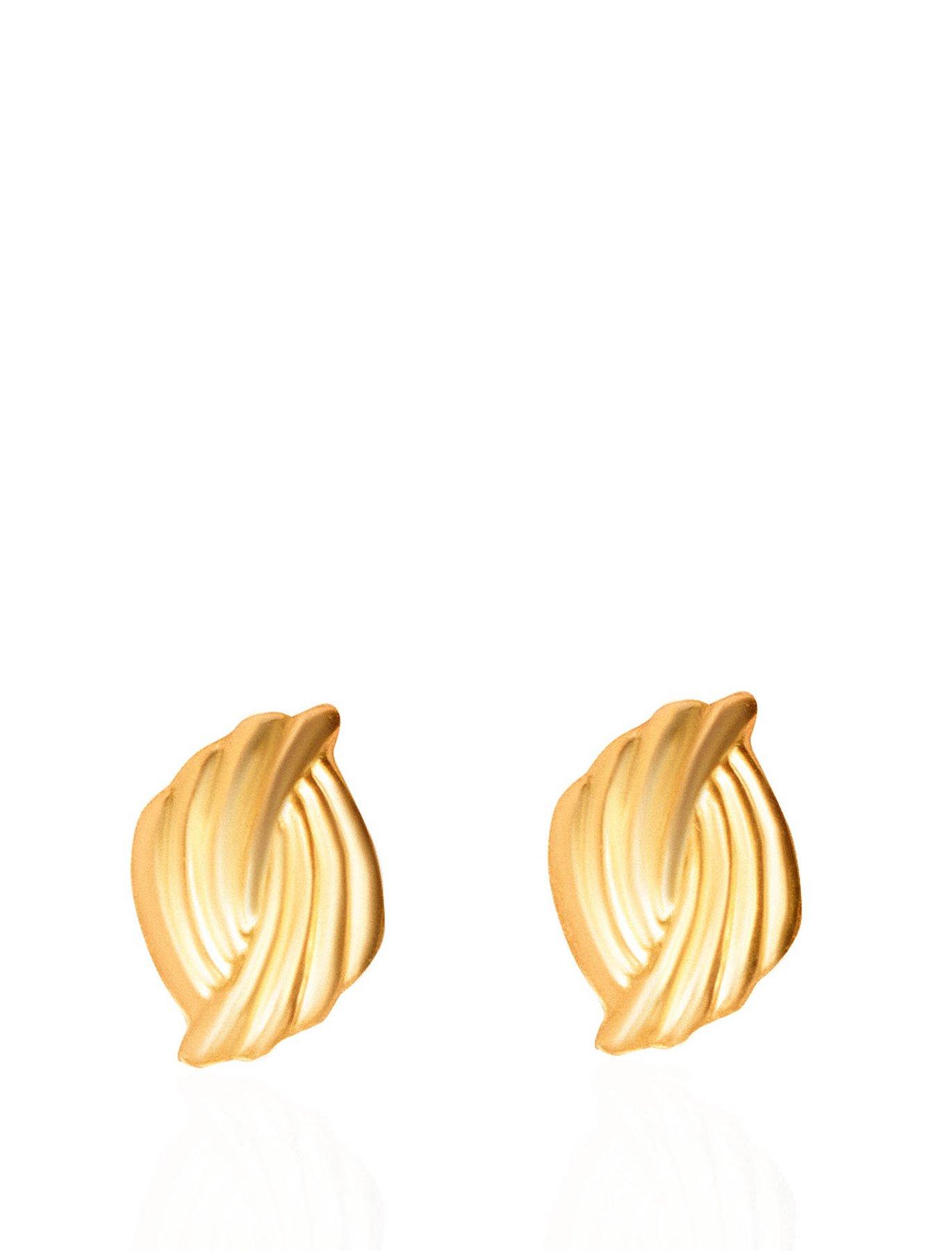 Product photograph of Love Gold Grooved Vintage Stud Earrings from very.co.uk