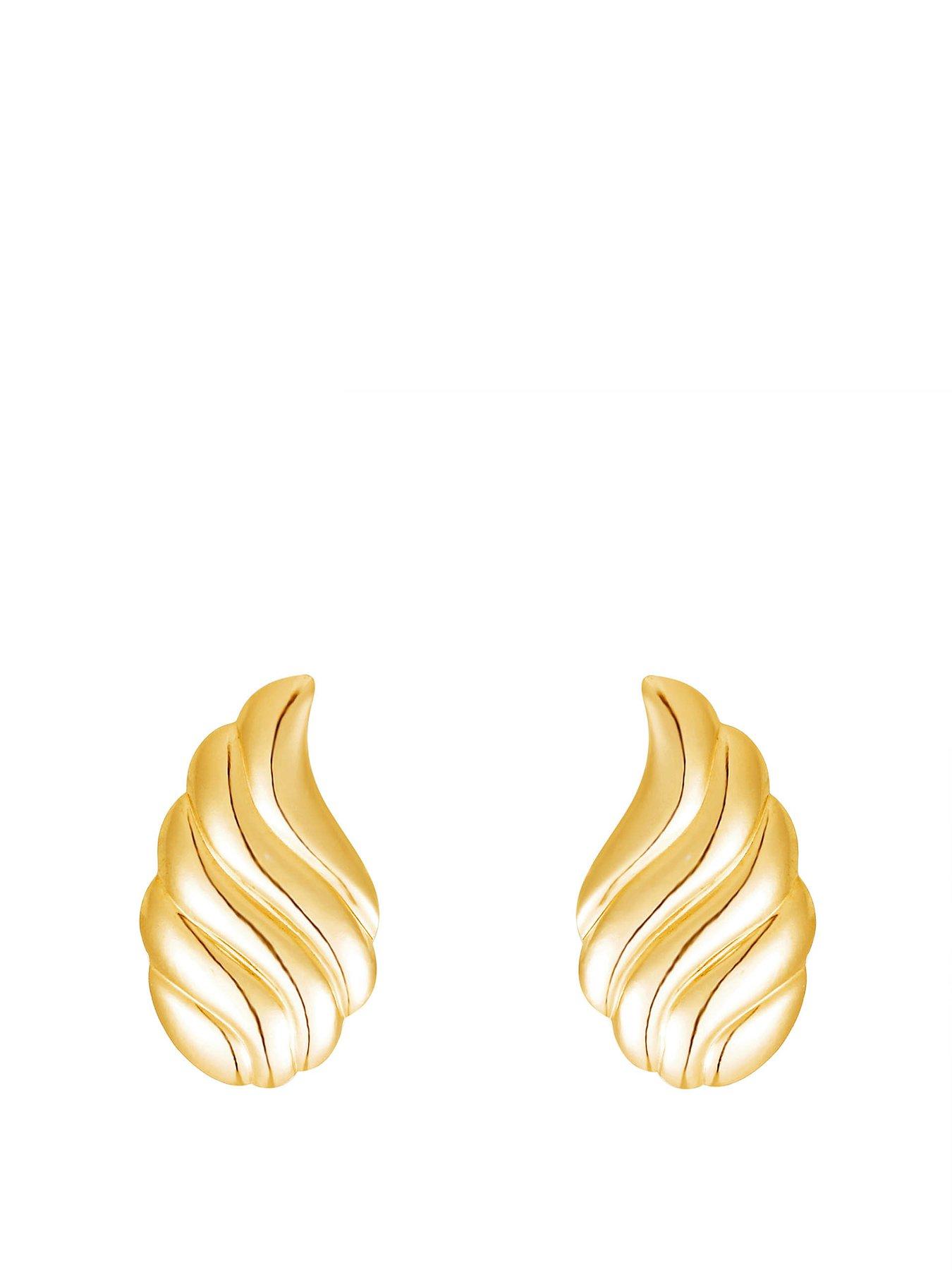 Product photograph of Love Gold Flame Swirl Stud Earrings from very.co.uk