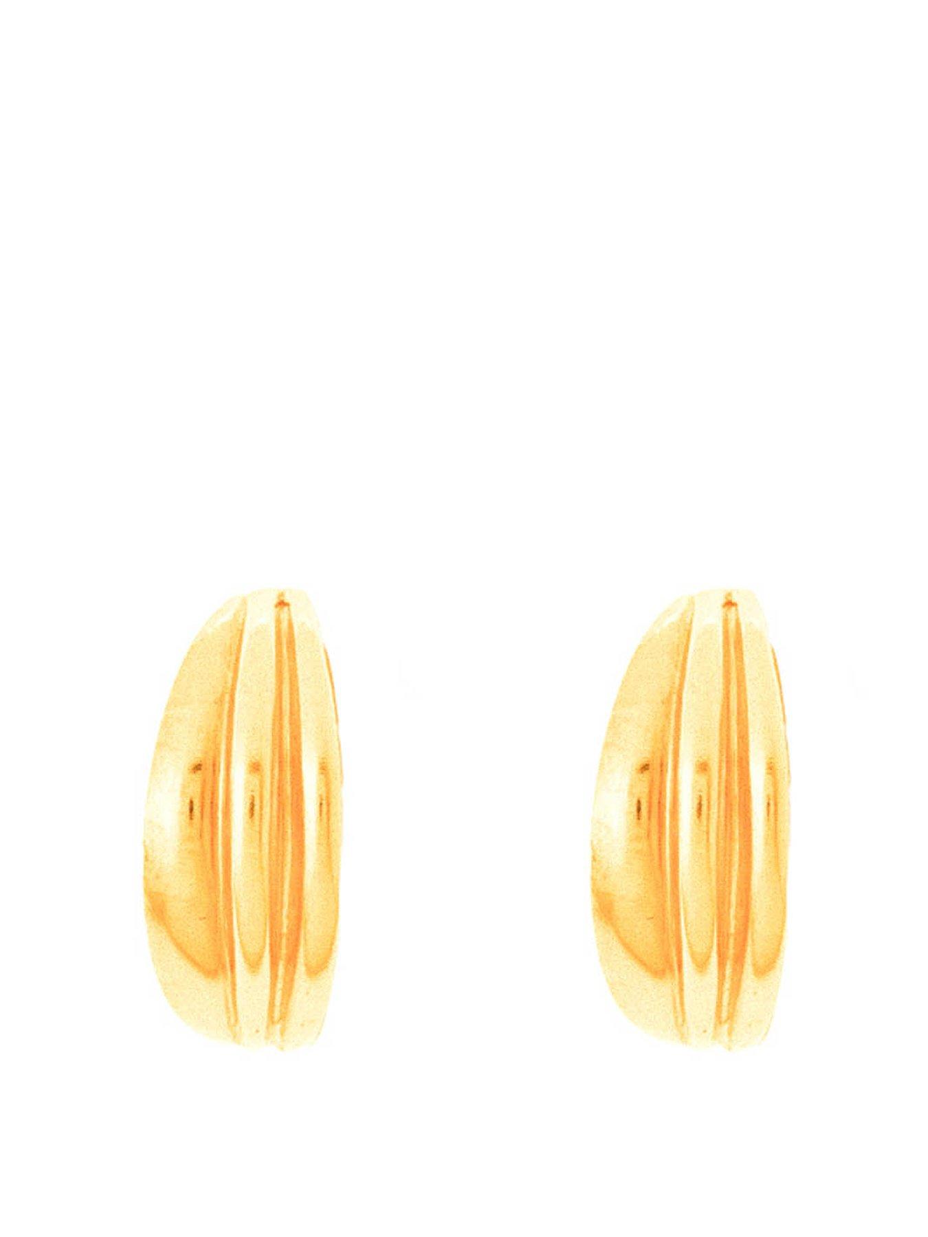 Product photograph of Love Gold Ribbed Half Hoop Stud Earrings from very.co.uk