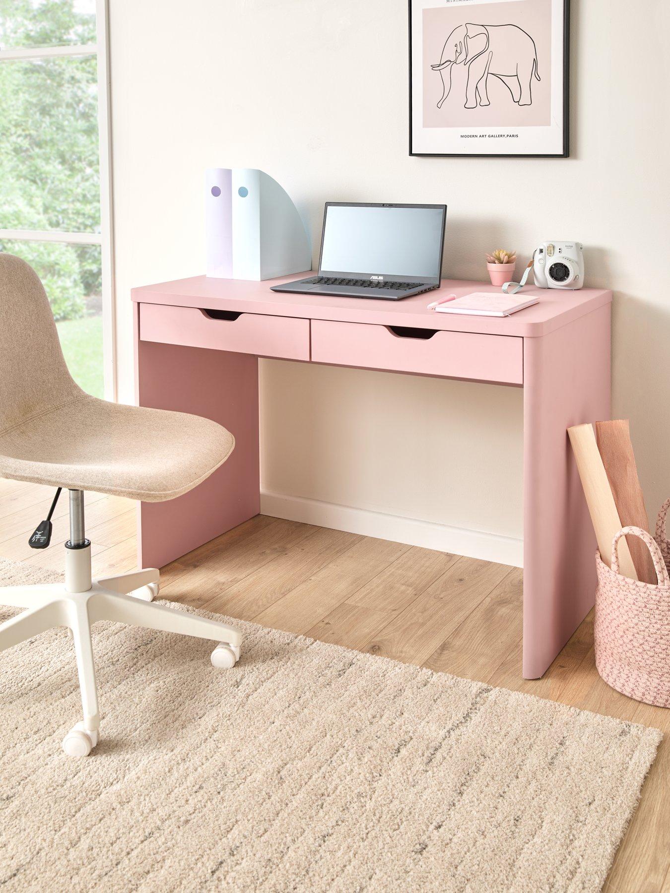 undefined Aspen 2 Drawer Desk - Pink