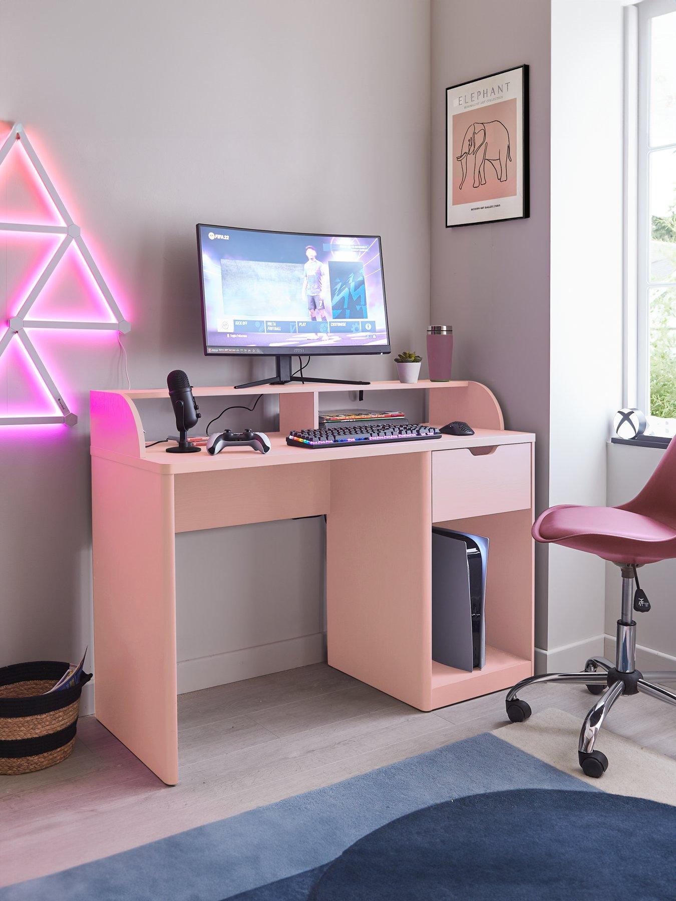 Product photograph of Very Home Aspen Gaming Desk - Pink from very.co.uk