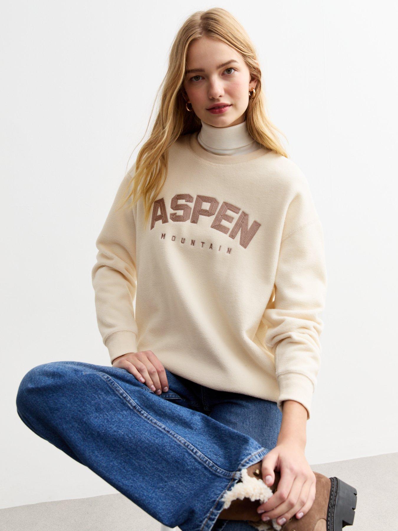 undefined Aspen Embroidered Fleece Sweatshirt - Cream