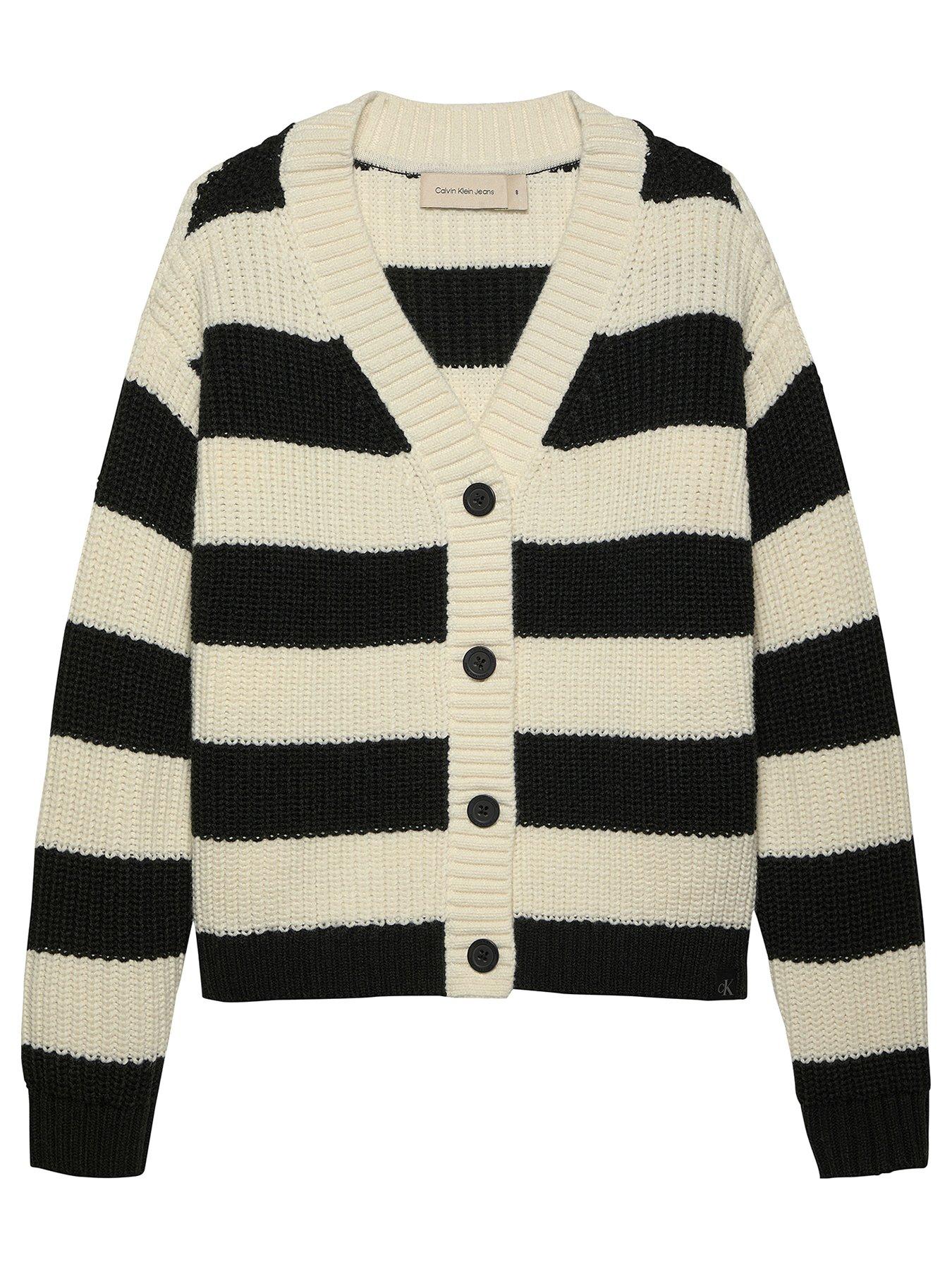 undefined Girls Double Stripe Cardigan - Black