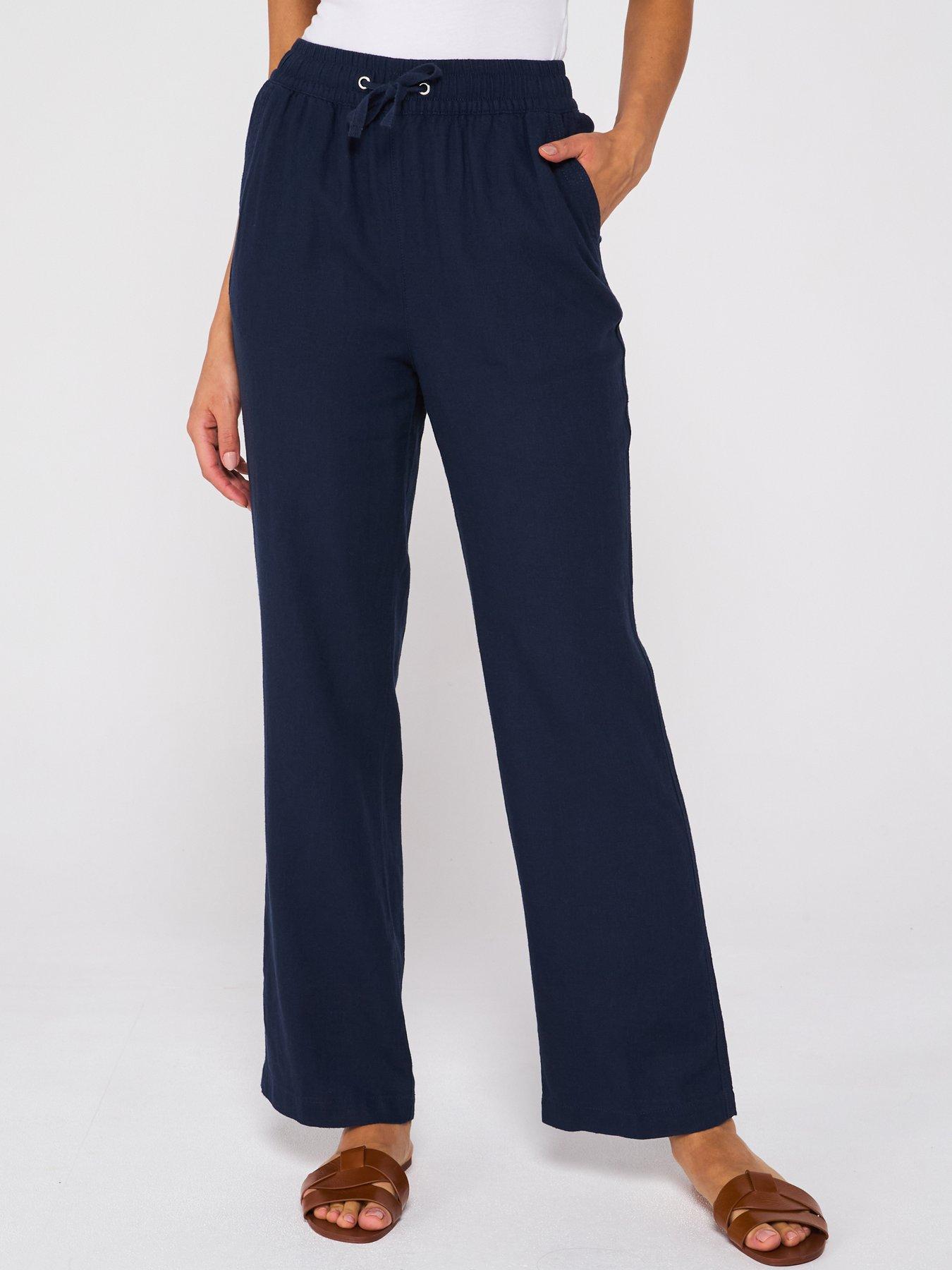 Image 1 of 6 of Everyday Linen Blend Trousers - Navy