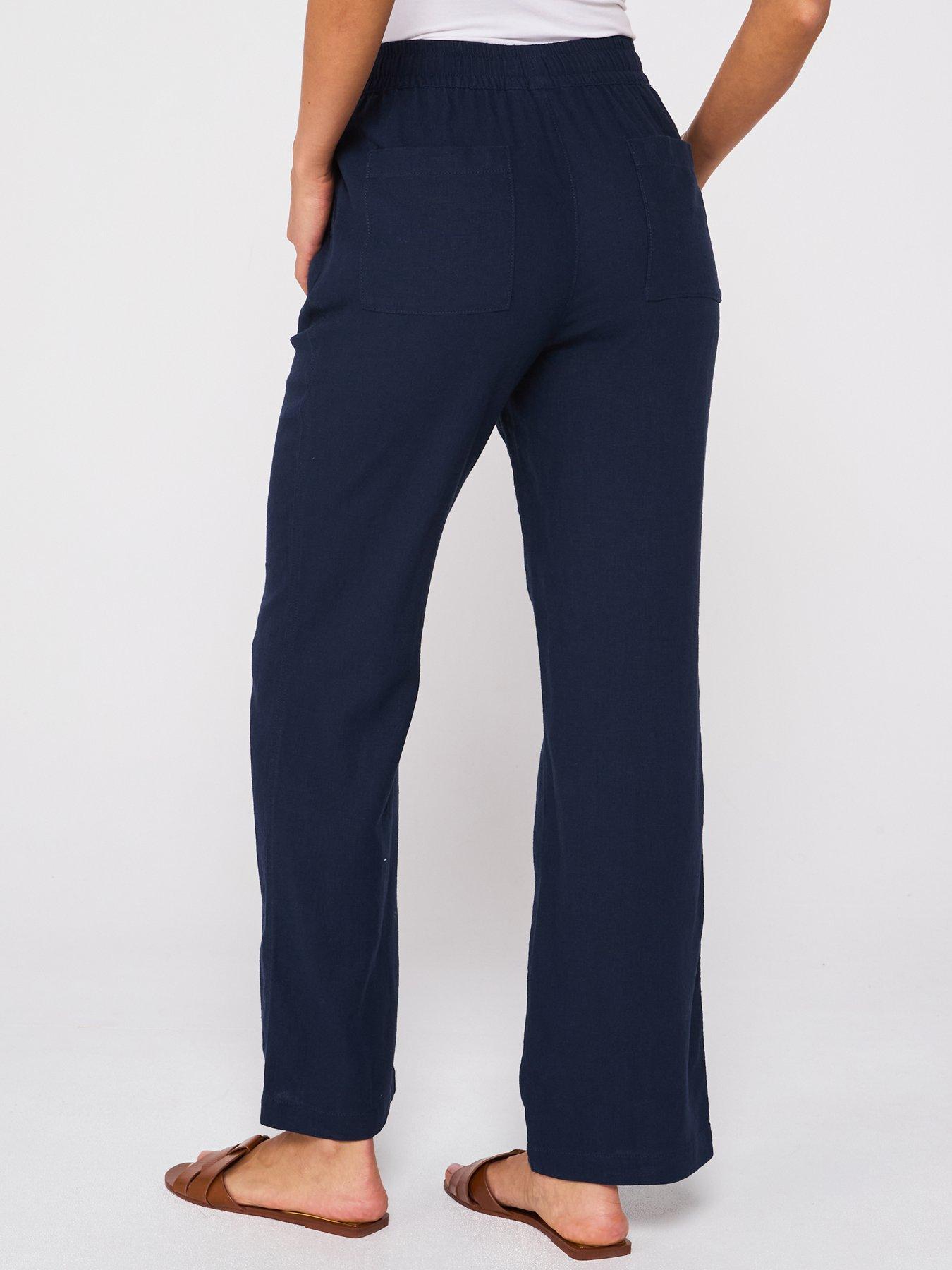Image 2 of 6 of Everyday Linen Blend Trousers - Navy