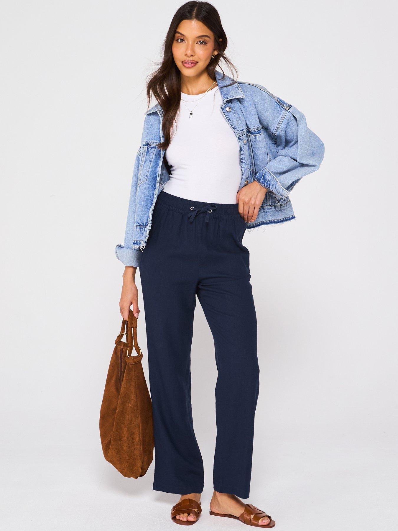 Image 3 of 6 of Everyday Linen Blend Trousers - Navy