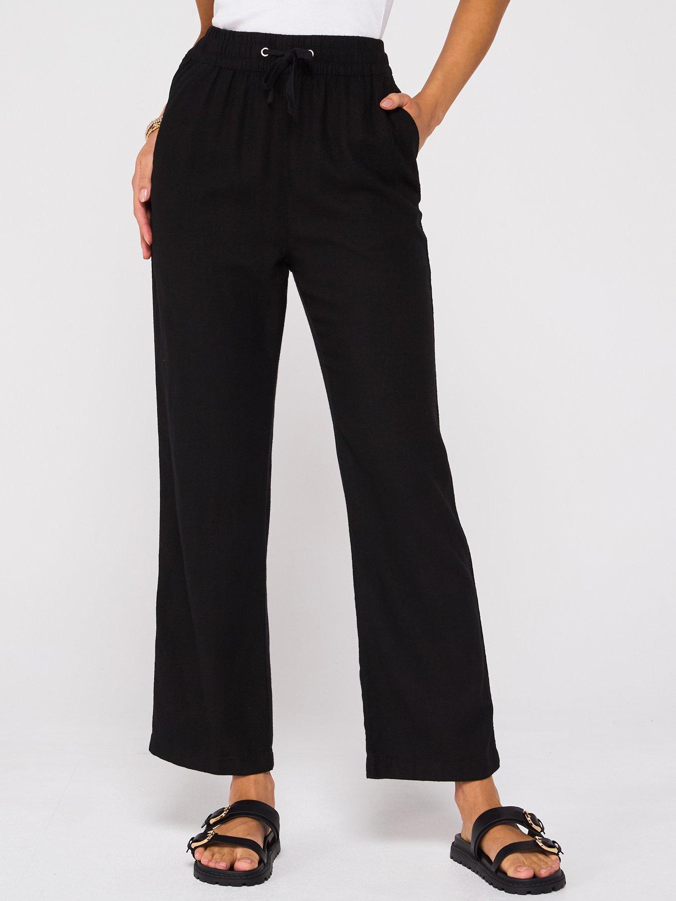 Image 1 of 6 of Everyday Short Linen Blend Trousers - Black