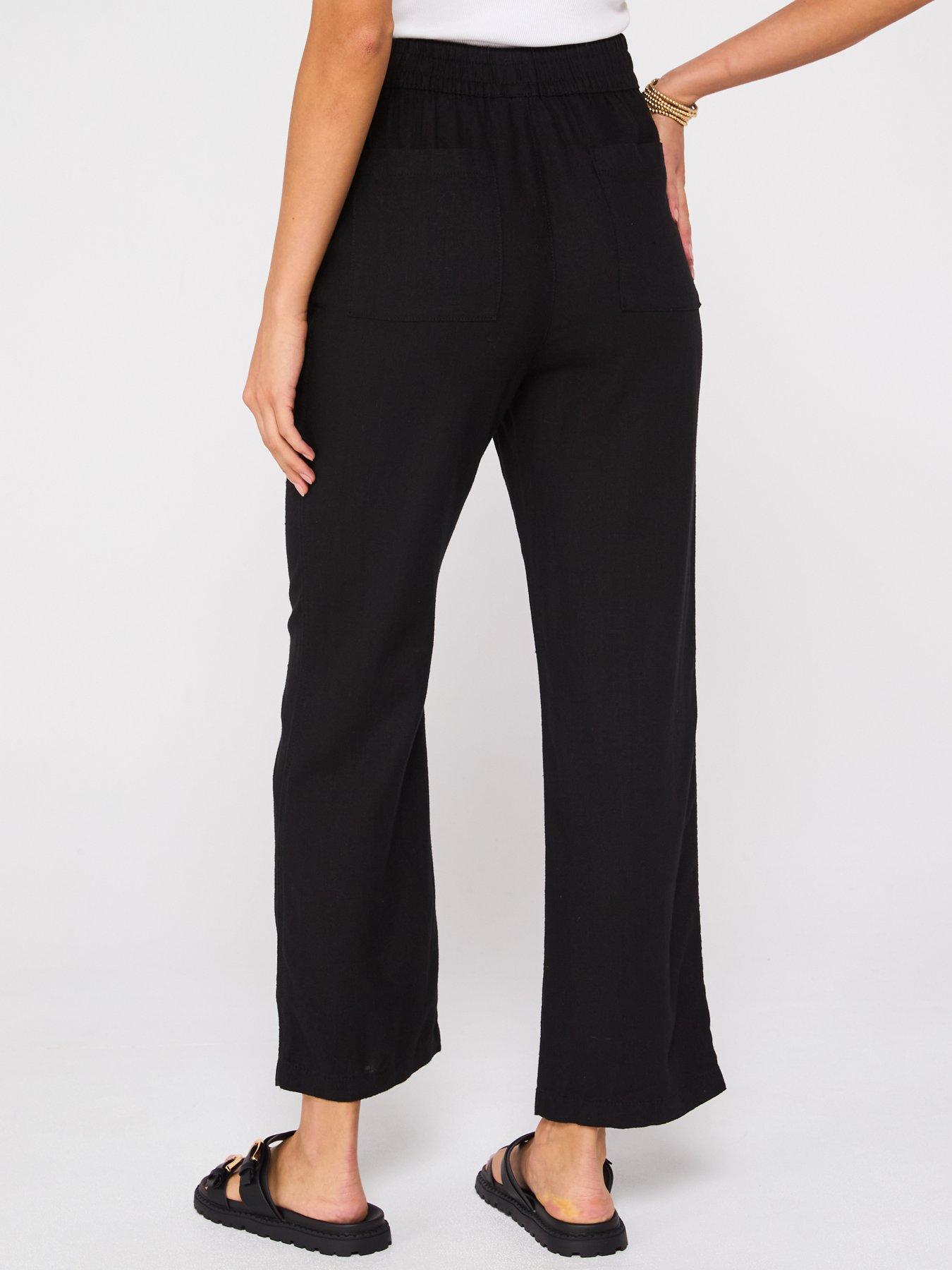 Image 2 of 6 of Everyday Short Linen Blend Trousers - Black
