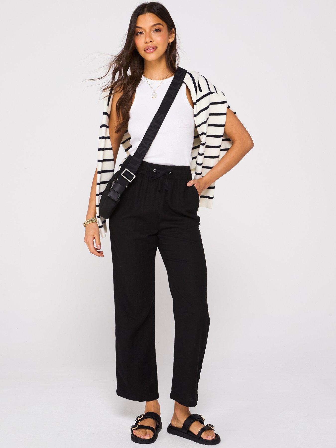 Image 3 of 6 of Everyday Short Linen Blend Trousers - Black