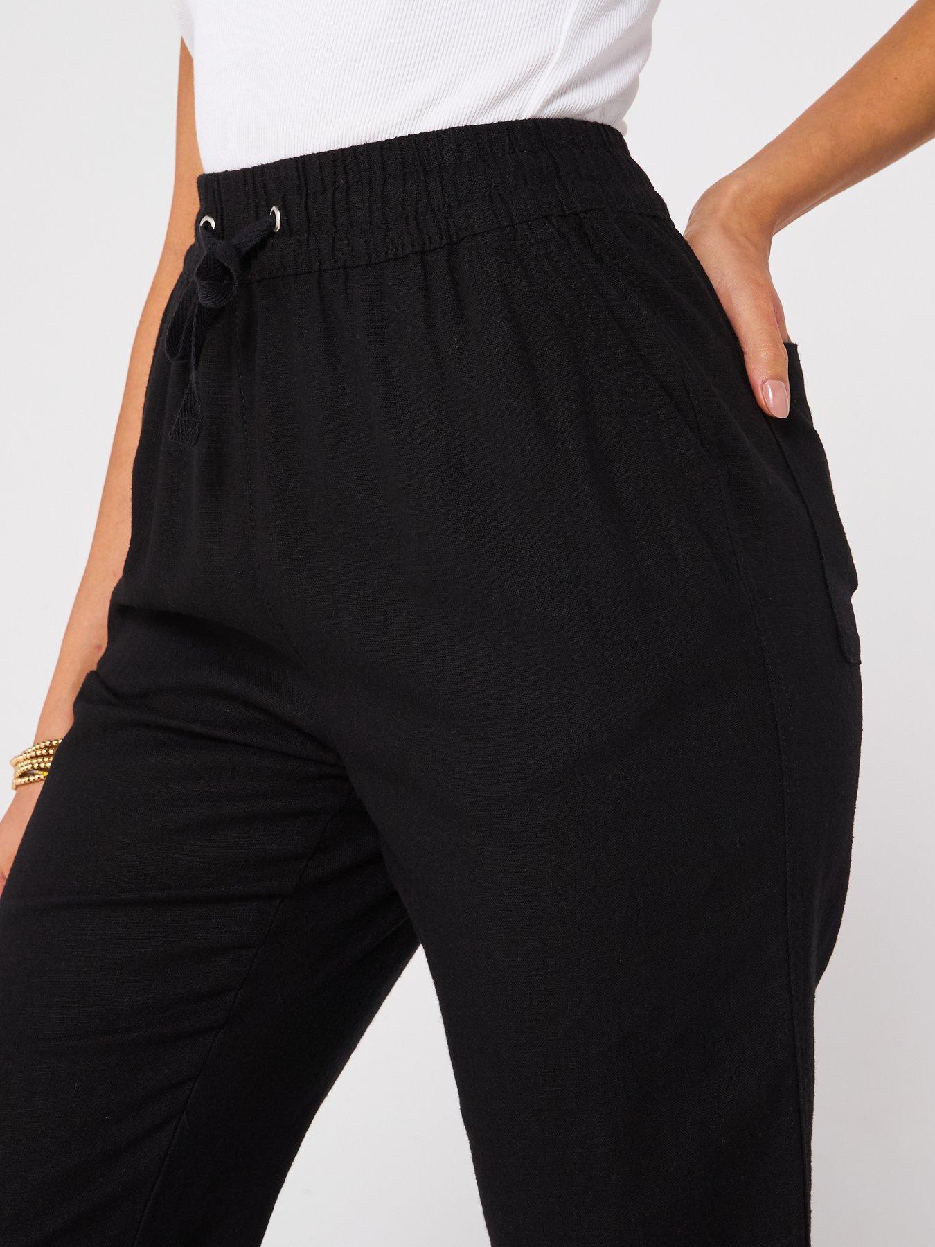 Image 5 of 6 of Everyday Short Linen Blend Trousers - Black