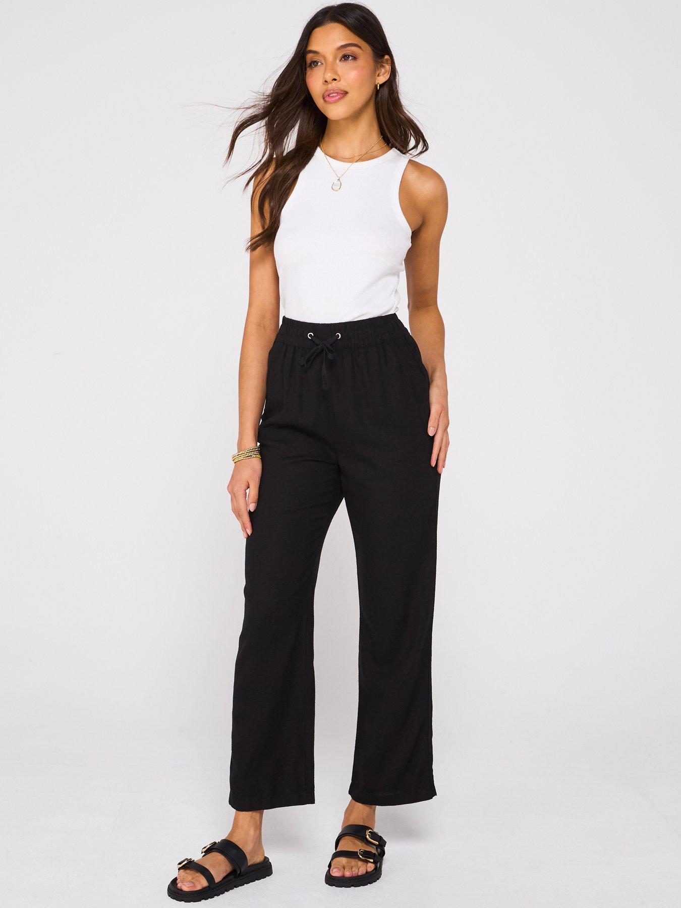 Image 6 of 6 of Everyday Short Linen Blend Trousers - Black