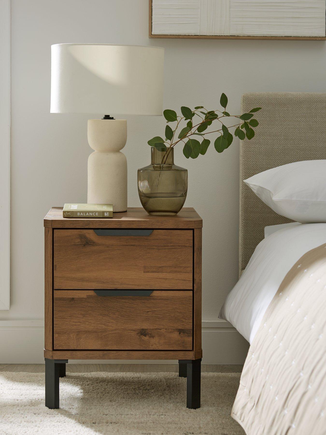 undefined Harlem 2 Drawer Bedside Chest - Mid Oak Effect - FSC® Certified