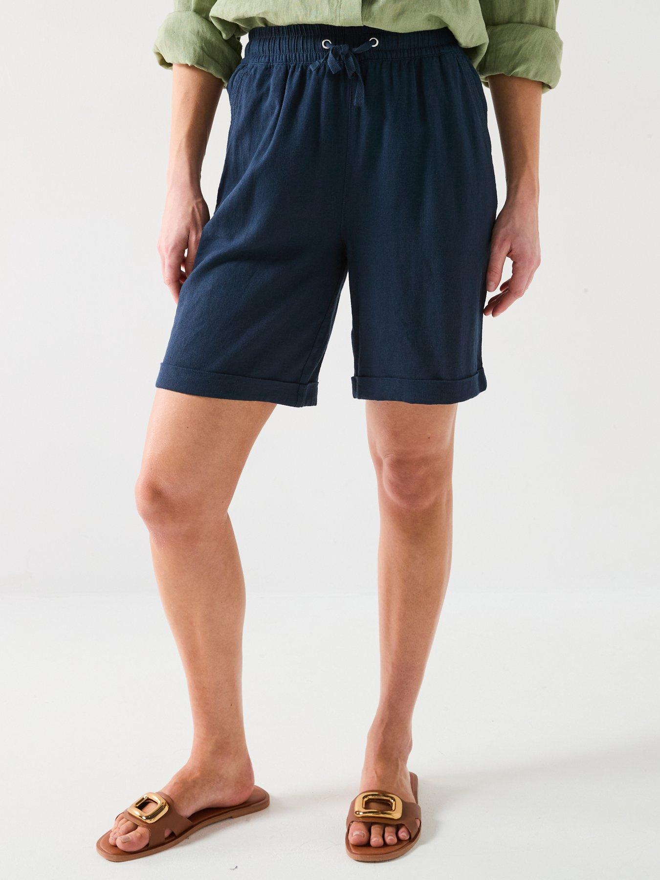 Image 1 of 6 of Everyday Linen Blend Shorts - Navy