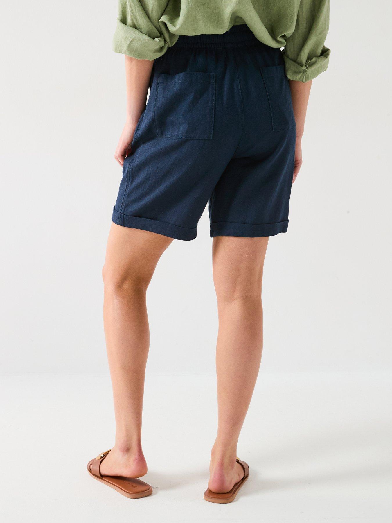 Image 2 of 6 of Everyday Linen Blend Shorts - Navy