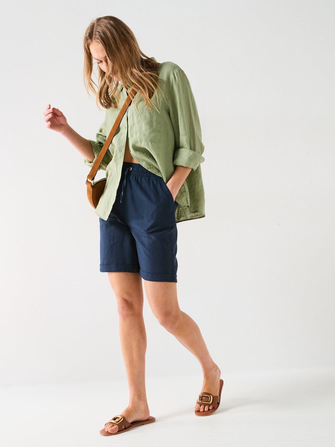 Image 3 of 6 of Everyday Linen Blend Shorts - Navy