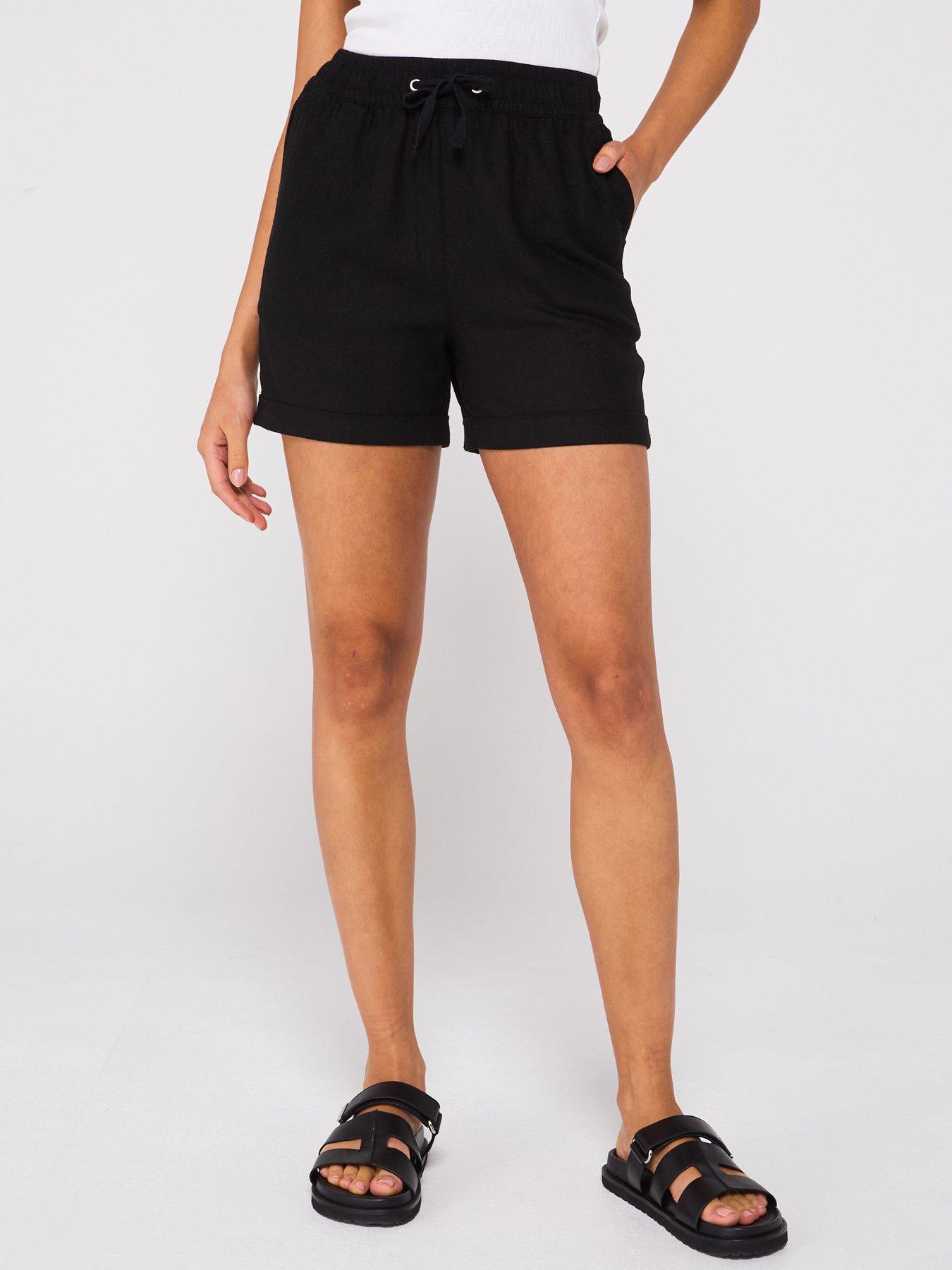 undefined Short Linen Blend Shorts - Black