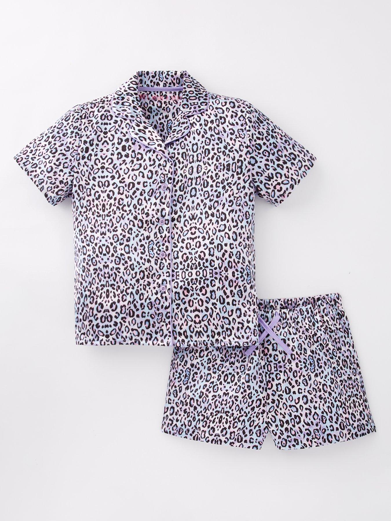undefined Girls Leopard Print Satin Shorts Pyjama Set - Multi