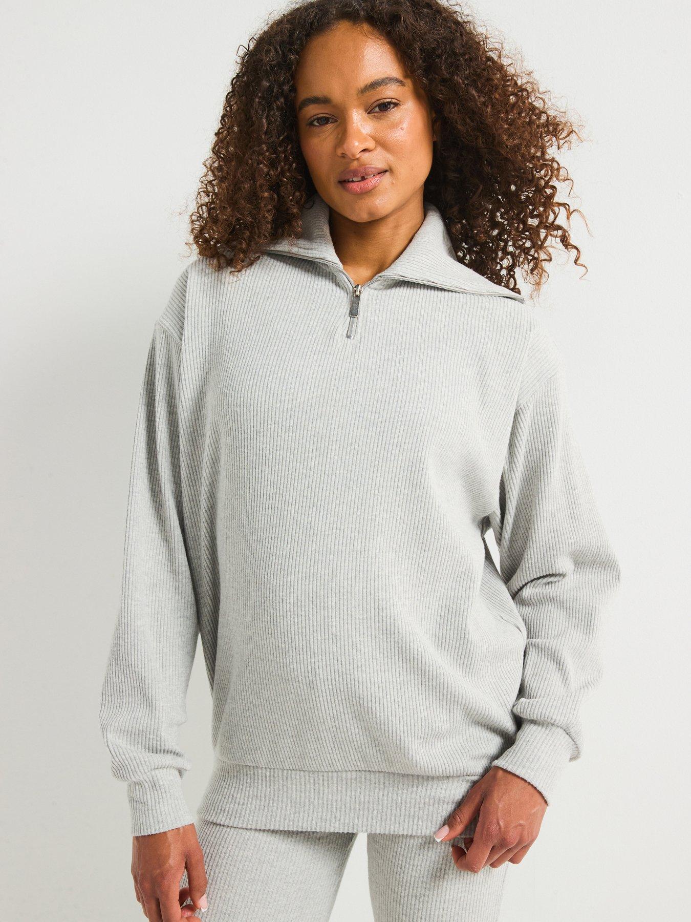 undefined Womens Rib High Neck Funnel - Grey